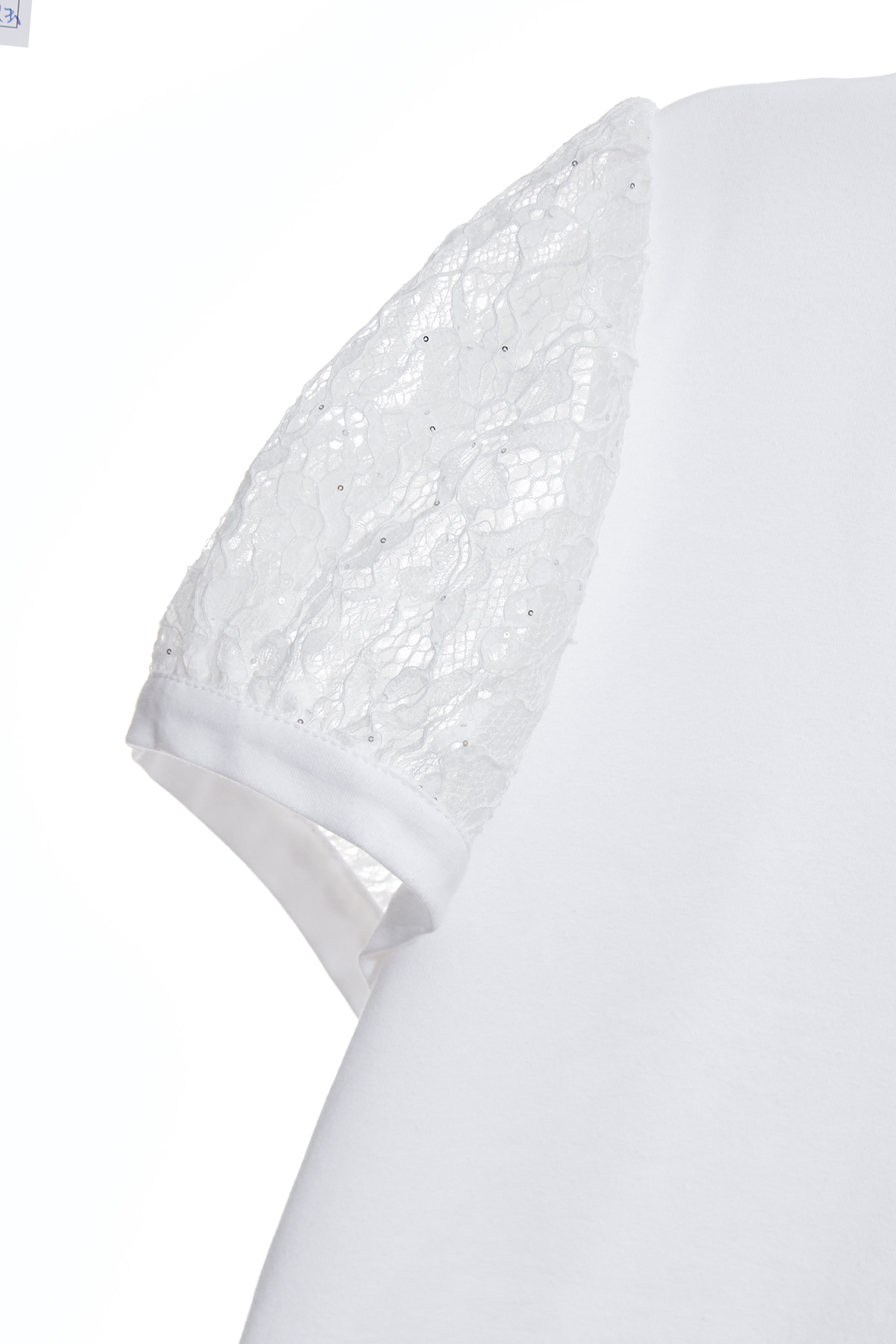 Lace Sleeve V-neck TeeLace Sleeve V-neck Tee,Tops,Season (SS) Look,White tops,Lace