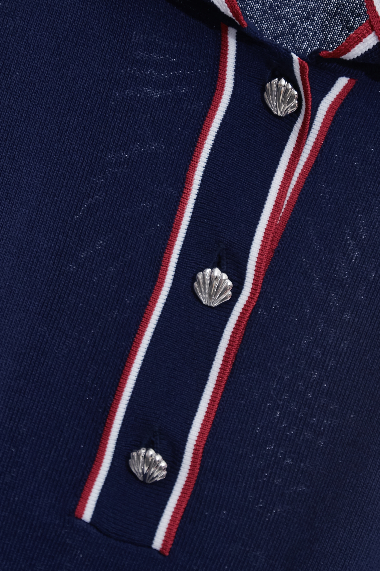 Contrast Red Trim Navy Knit TopContrast Red Trim Navy Knit Top,Tops,Season (SS) Look,White tops,Knitted,Knitted tops