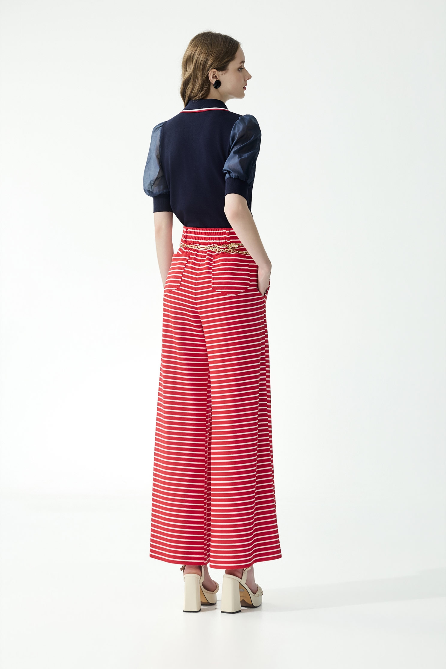 Contrast Red Trim Navy Knit TopContrast Red Trim Navy Knit Top,Tops,Season (SS) Look,White tops,Knitted,Knitted tops