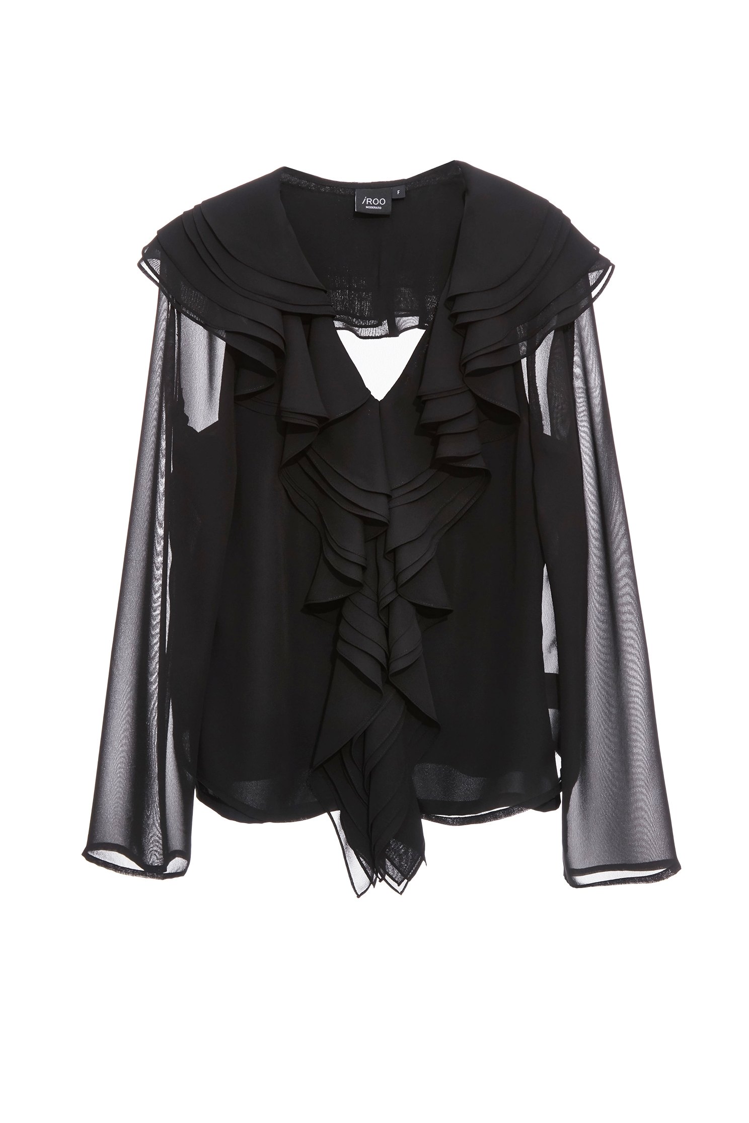 Layered Ruffle Long Sleeve Chiffon TopLayered Ruffle Long Sleeve Chiffon Top,Tops,Under shirts,Season (SS) Look,Chiffon,black tops