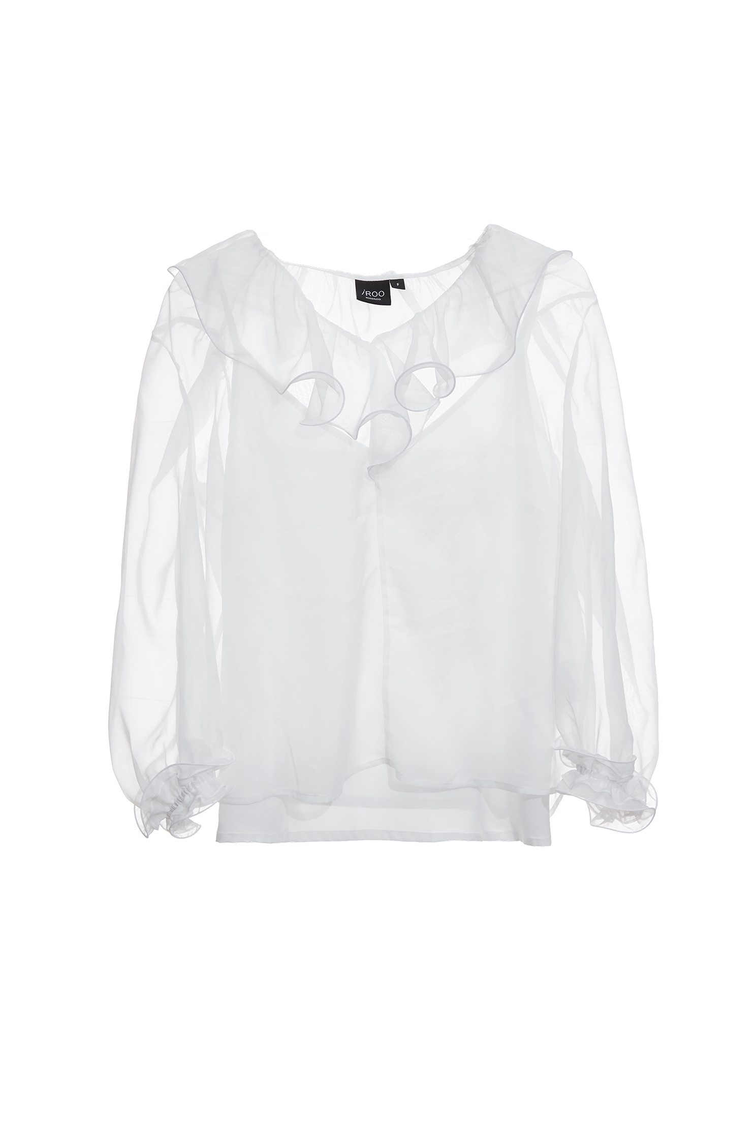 Ruffle Neckline Chiffon TopRuffle Neckline Chiffon Top,Tops,Under shirts,Season (SS) Look,White tops,Chiffon