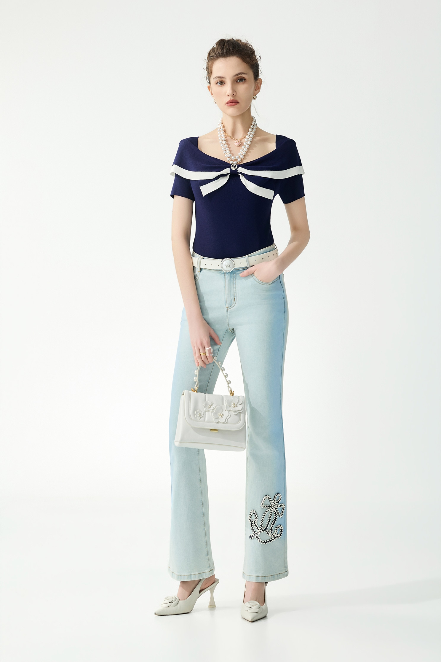 Sailor Collar Navy Knit TopSailor Collar Navy Knit Top,Tops,Season (SS) Look,Knitted,Knitted tops