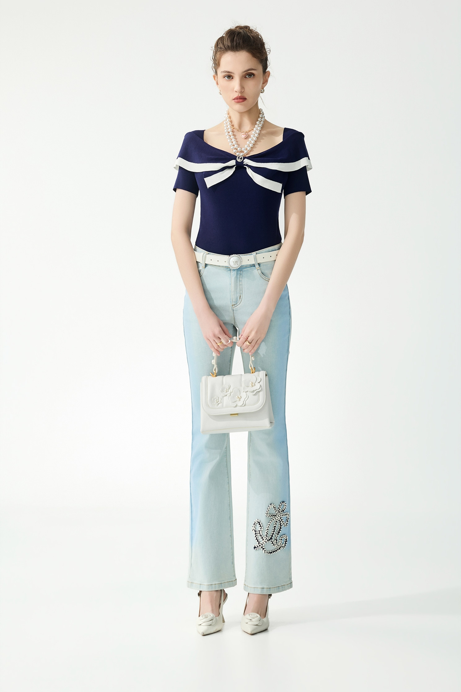 Sailor Collar Navy Knit TopSailor Collar Navy Knit Top,Tops,Season (SS) Look,Knitted,Knitted tops