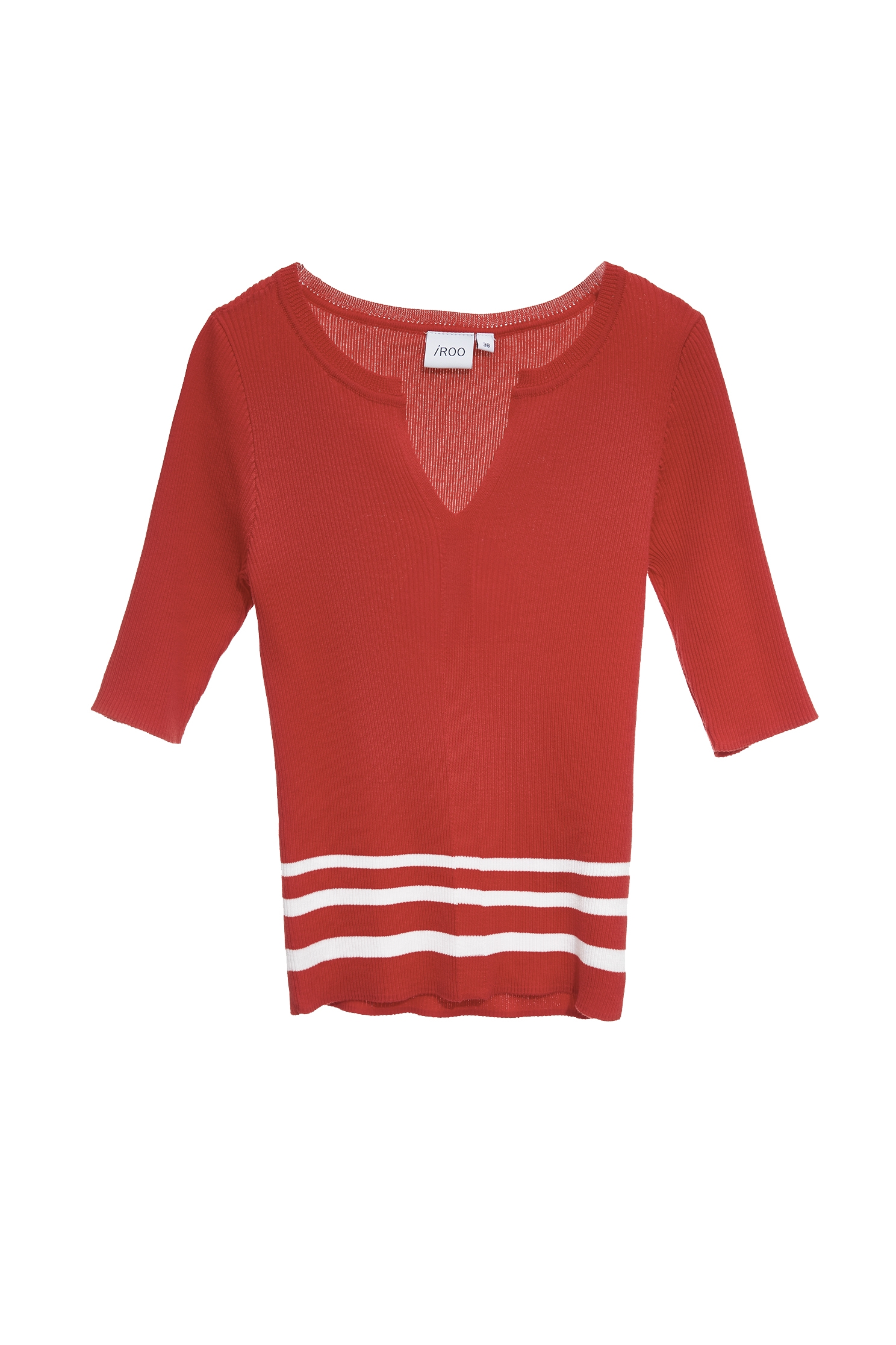 Red Knit Top With Contrast StripeRed Knit Top With Contrast Stripe,Tops,Season (SS) Look,Knitted,Knitted tops
