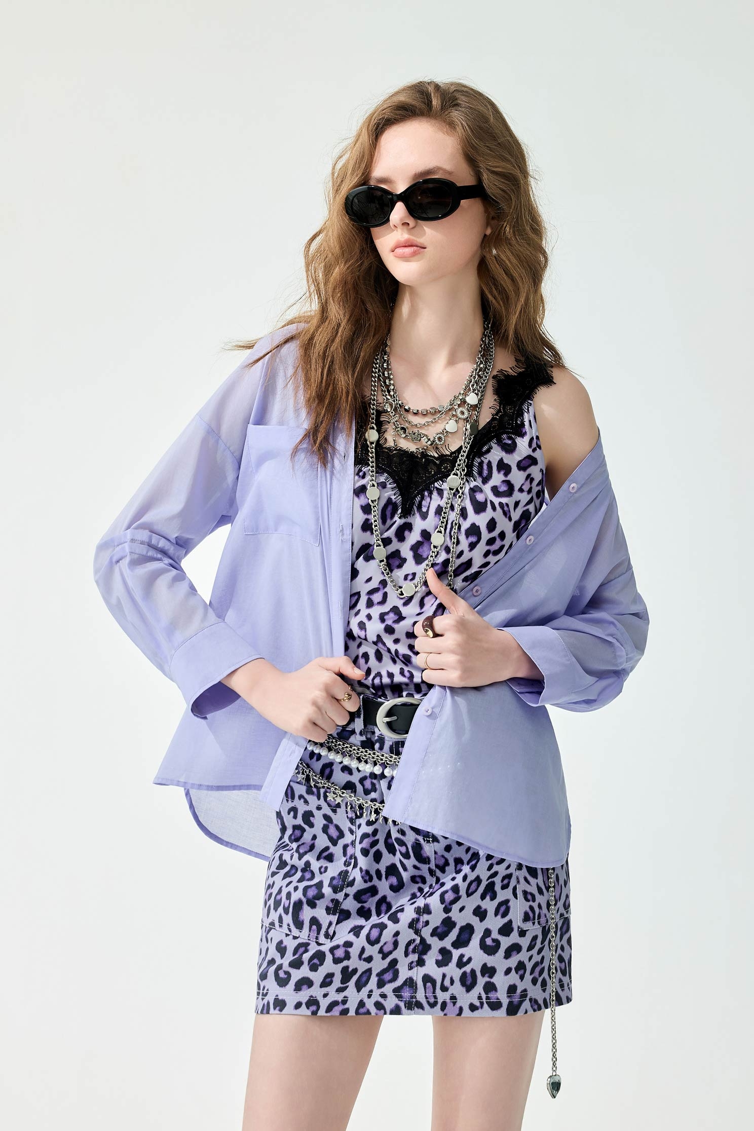 Asymmetric Hem Purple BlouseAsymmetric Hem Purple Blouse,Tops,Embroidered,Season (SS) Look