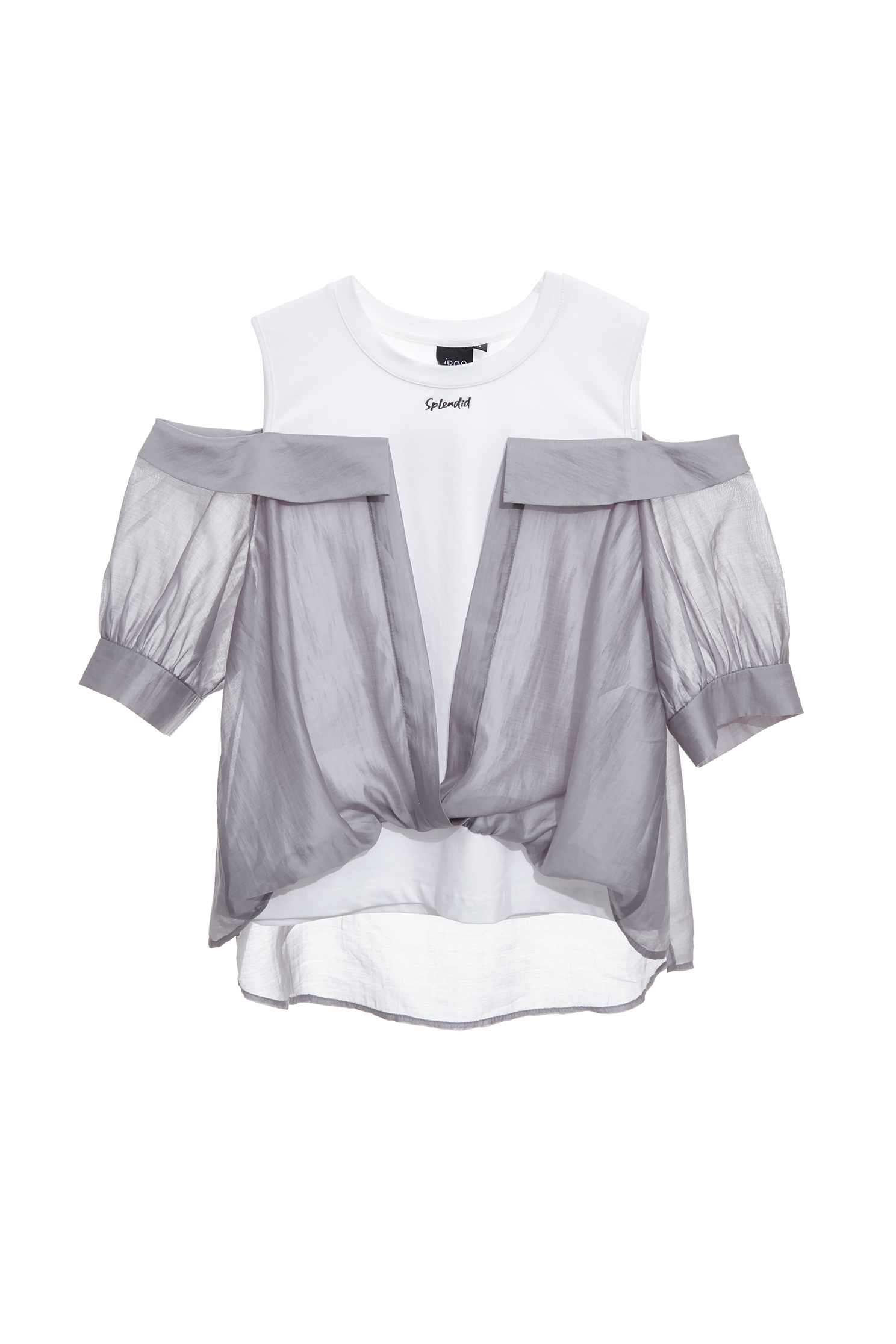 Cold Shoulder Fake Two Piece TopCold Shoulder Fake Two Piece Top,Tops,Season (SS) Look,White tops
