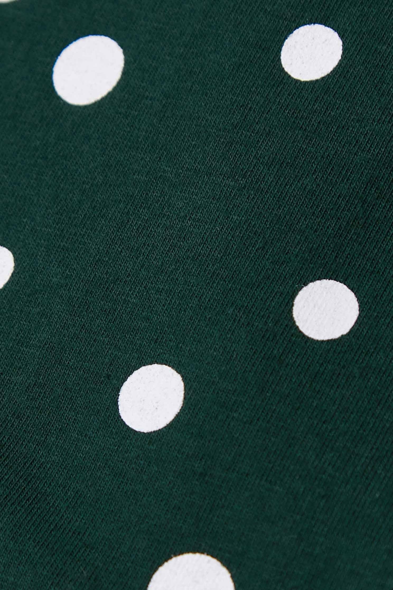 White Dotted Print Green Topdot T-shirt,T-shirts,T-shirts,Tops,Round neck tops,Season (SS) Look,dotcollection,Trends,Cotton,comfotism