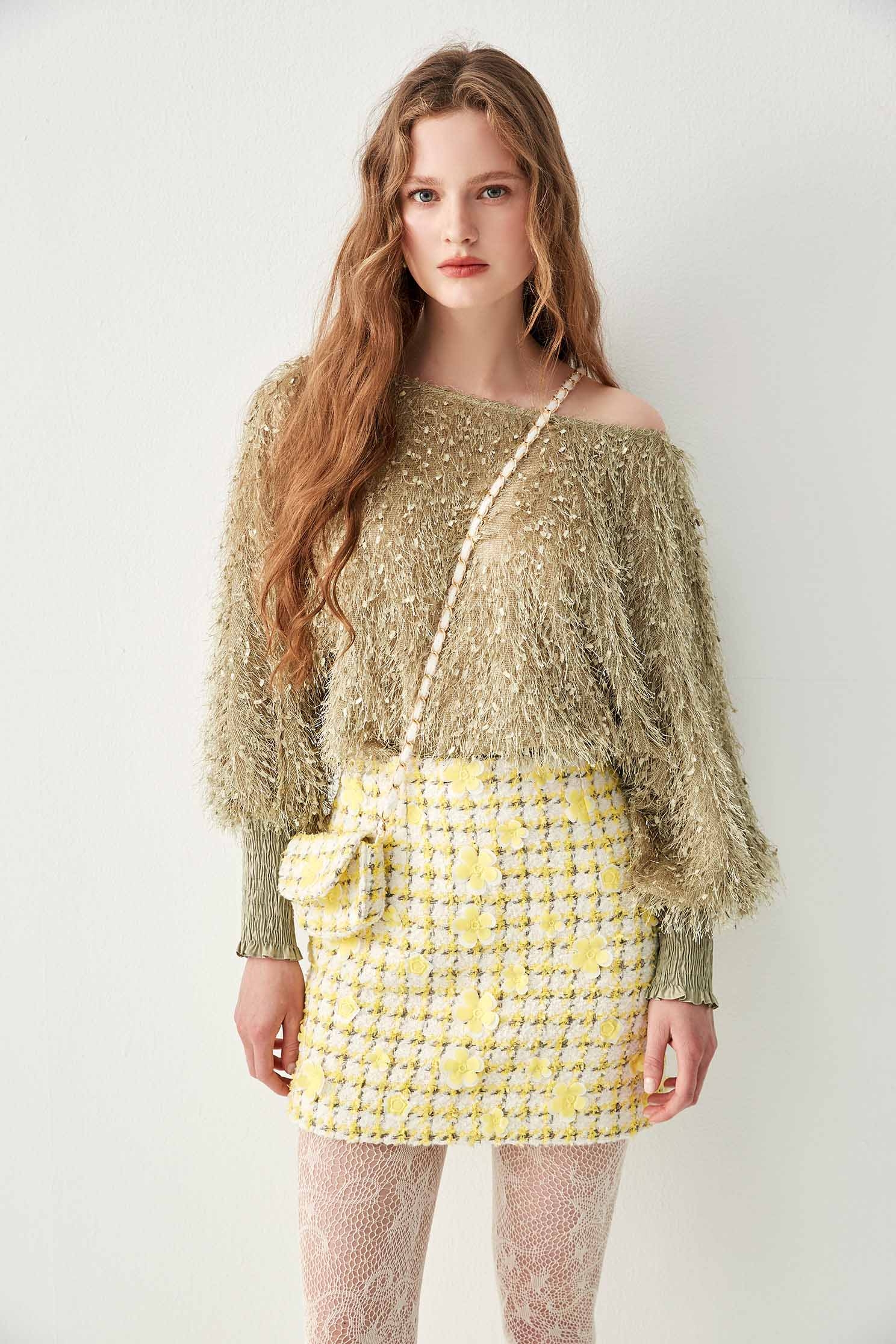 Long Sleeve Fringe TopLong Sleeve Fringe Top,Tops,Season (AW) Look