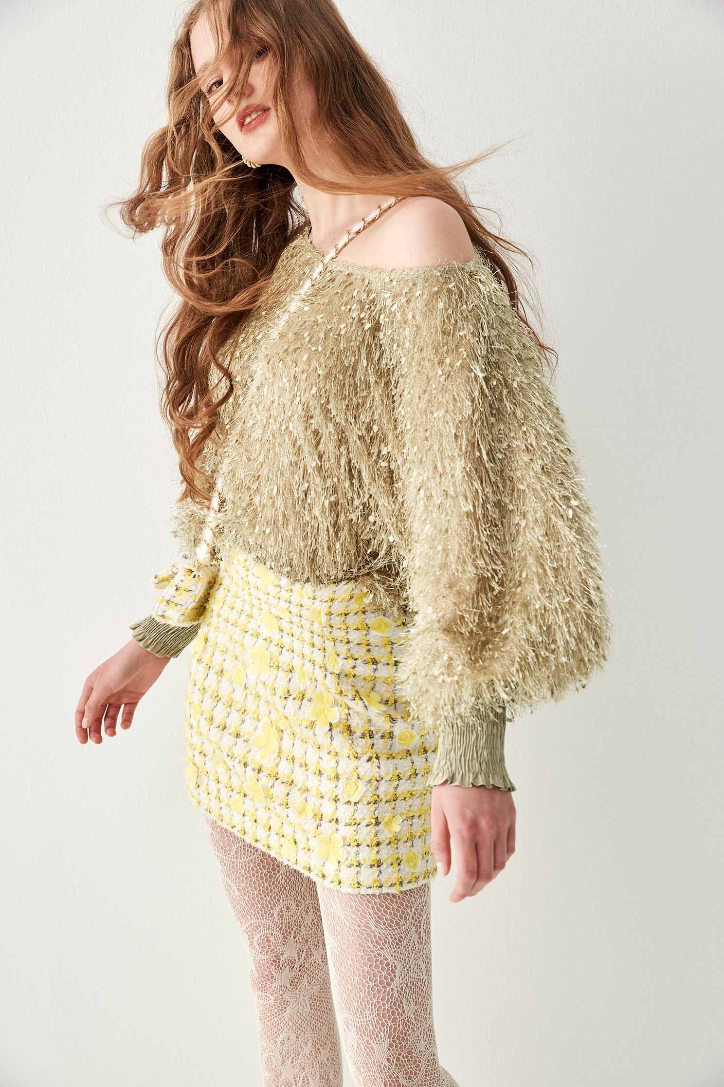 Long Sleeve Fringe TopLong Sleeve Fringe Top,Tops,Season (AW) Look