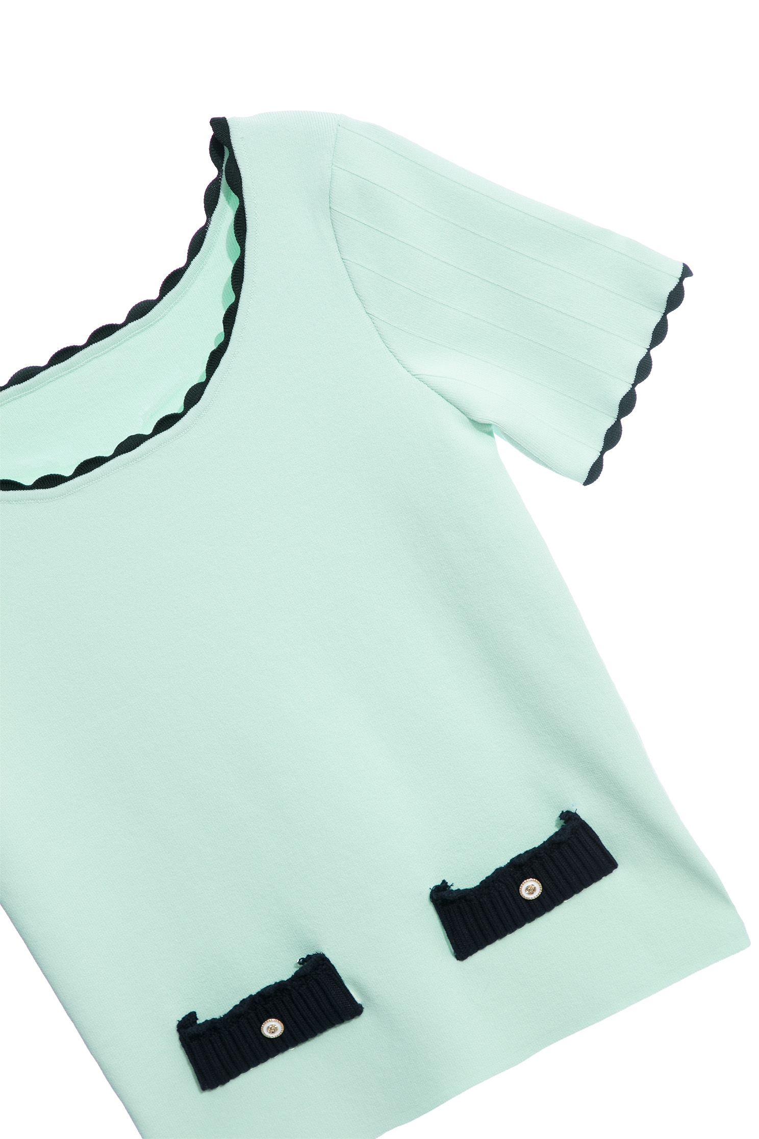 Short Sleeve Knit Top With Contrast Trim DetailShort Sleeve Knit Top With Contrast Trim Detail,Tops,Season (AW) Look,Knitted,Knitted tops,Knitted tops