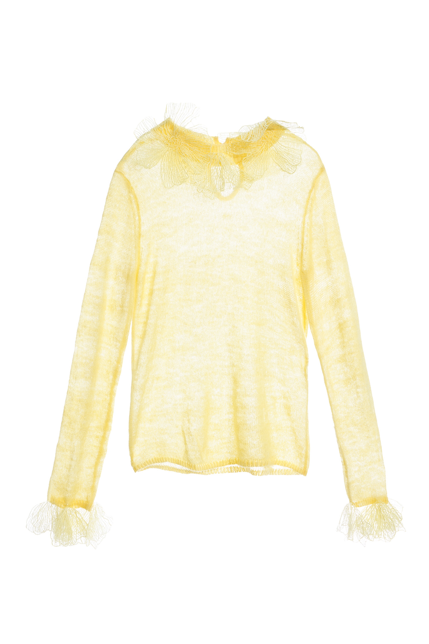 Long Sleeve Knit Top With Lotus Lace MotifsLong Sleeve Knit Top With Lotus Lace Motifs,Tops,Season (AW) Look,Lace,Knitted,Knitted tops