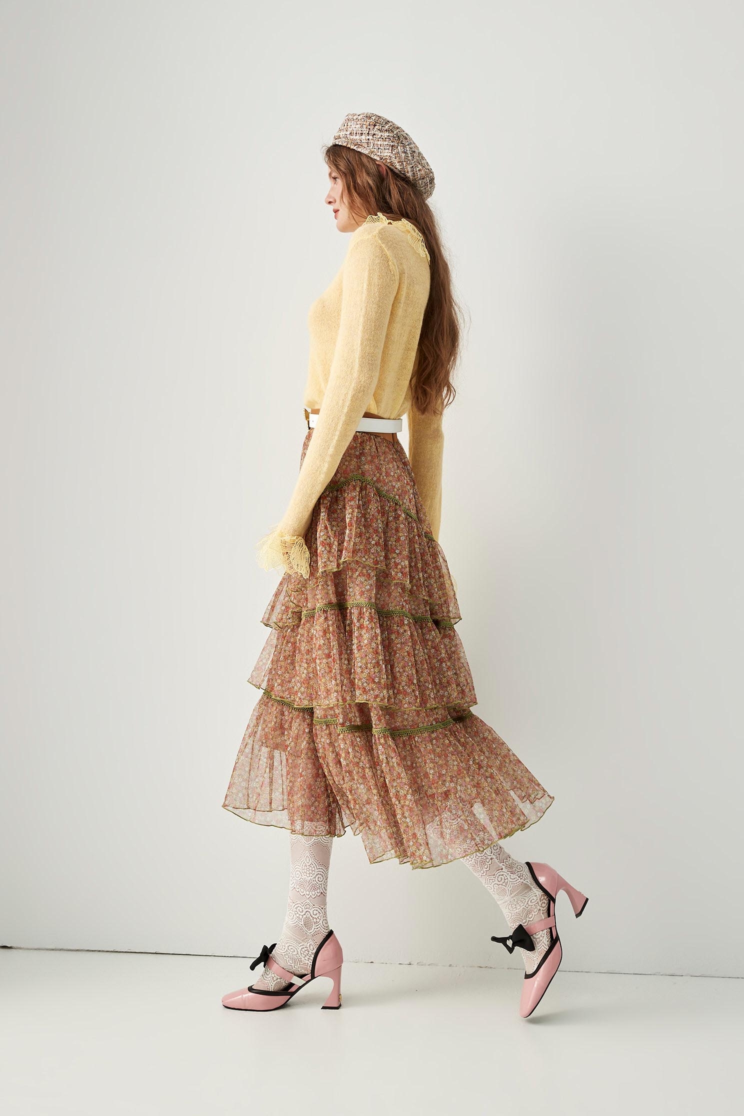 Long Sleeve Knit Top With Lotus Lace MotifsLong Sleeve Knit Top With Lotus Lace Motifs,Tops,Season (AW) Look,Lace,Knitted,Knitted tops