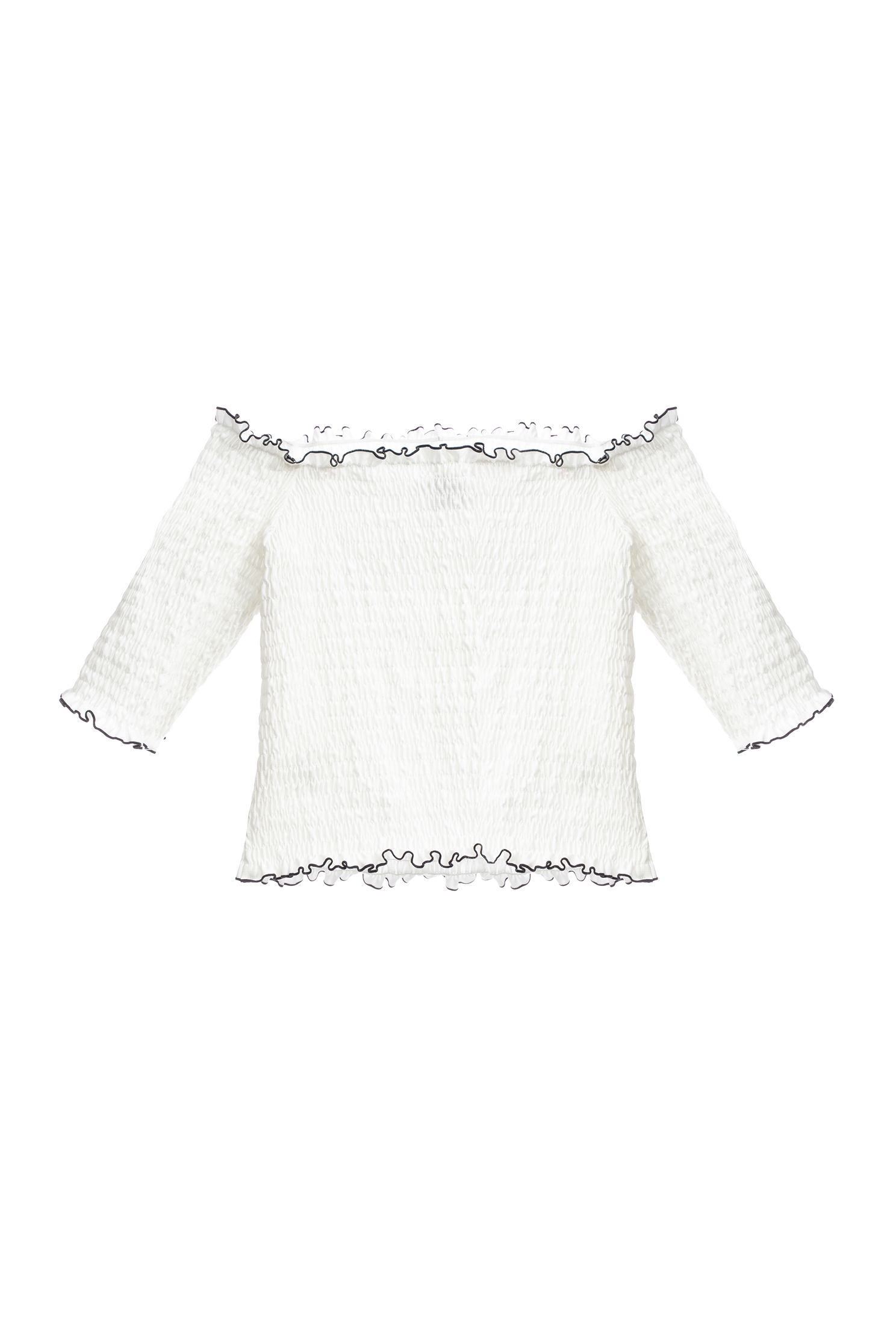 Elastic Neckline Shirring TopElastic Neckline Shirring Top,Tops,Embroidered,Season (AW) Look