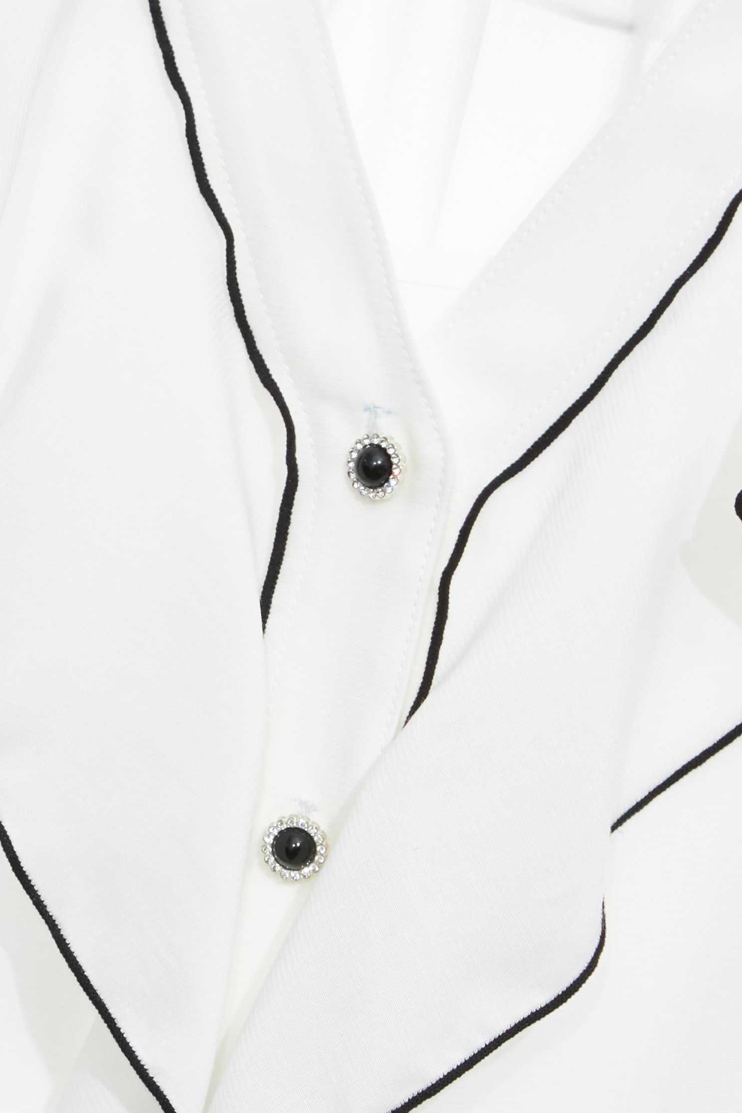 Black Trim Ruffle Detail Top,Office Looks,Tops,Season (SS) Look,Back To Classic,Back To B/W