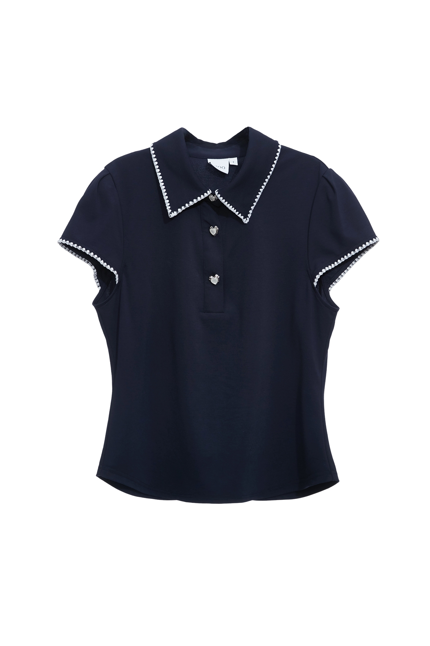 Embroidery Trim Detail Navy TopEmbroidery Trim Detail Navy Top,Tops,Embroidered,Season (SS) Look,Urban Fashion,Knitted