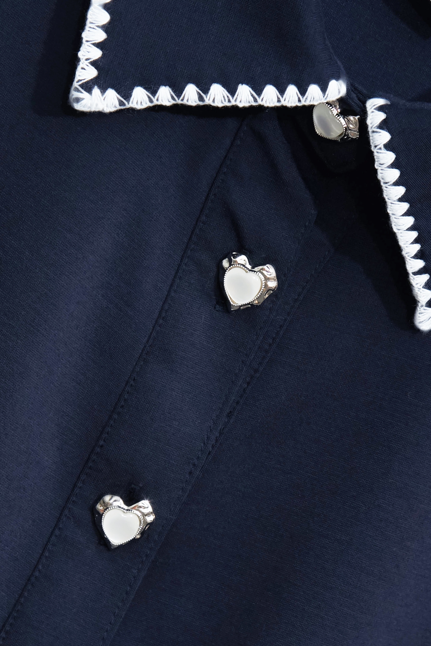 Embroidery Trim Detail Navy TopEmbroidery Trim Detail Navy Top,Tops,Embroidered,Season (SS) Look,Urban Fashion,Knitted