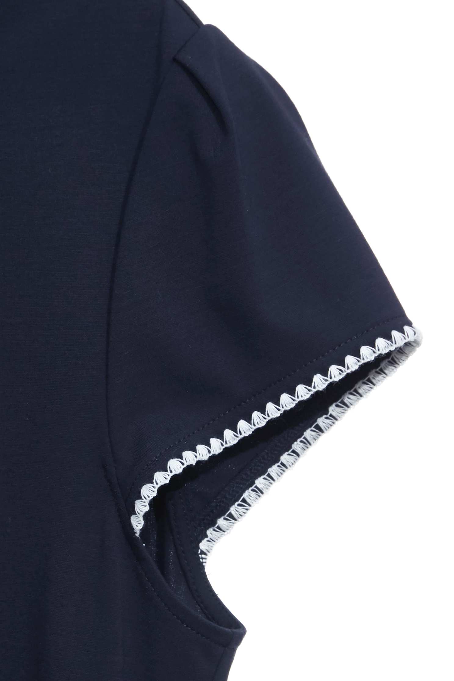 Embroidery Trim Detail Navy TopEmbroidery Trim Detail Navy Top,Tops,Embroidered,Season (SS) Look,Urban Fashion,Knitted