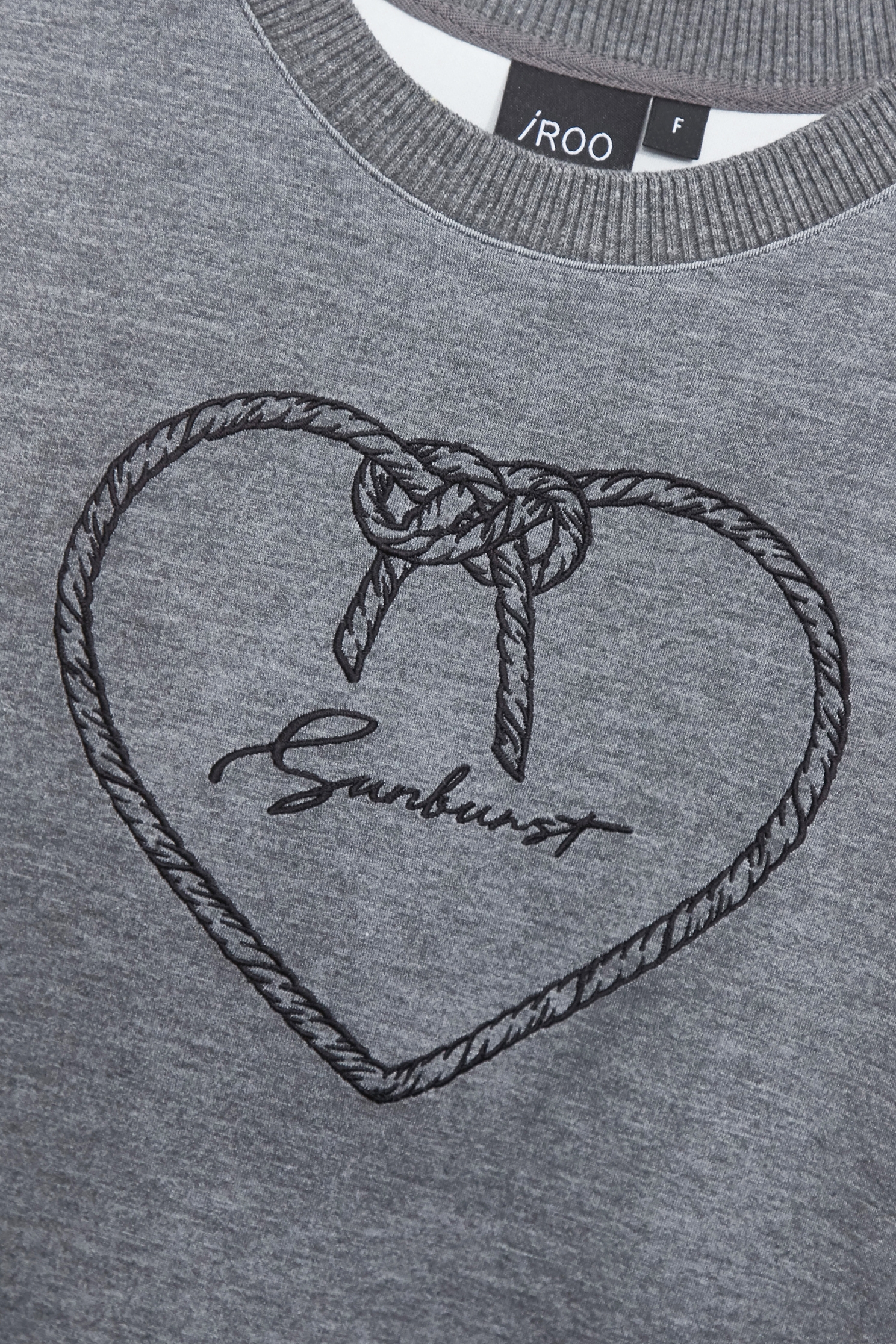 Heart Embroidery Graphic Grey TeeHeart Embroidery Graphic Grey Tee,T-shirts,Tops,Season (SS) Look,Embroidered,Urban Fashion