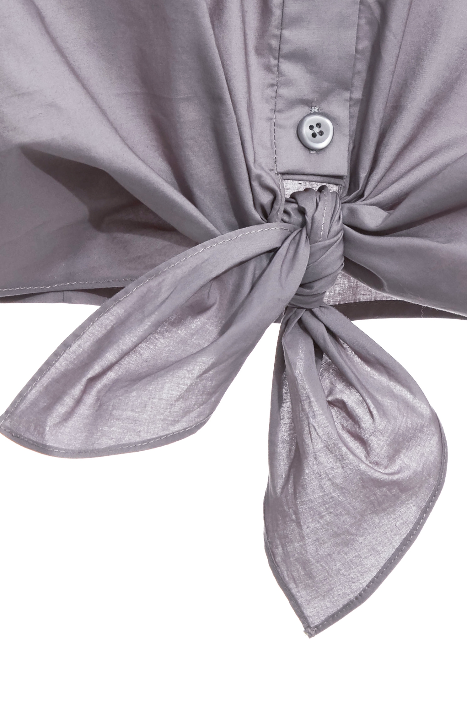 Front Knot Patch Pocket Grey BlouseFront Knot Patch Pocket Grey Blouse,Tops,Season (SS) Look,Embroidered,Blouses,Urban Fashion