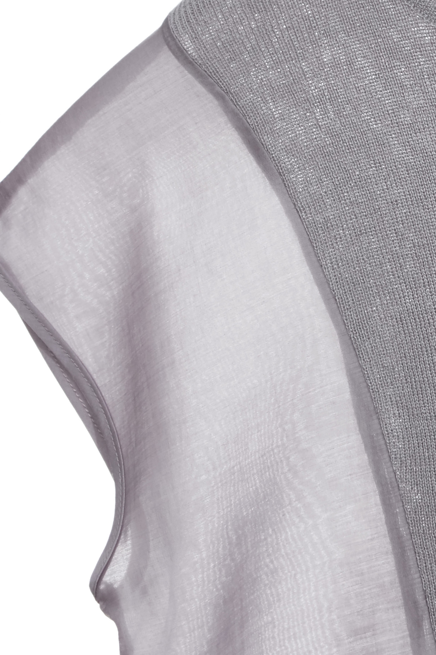 Knit With Woven Mix Fabric Grey TopKnit With Woven Mix Fabric Grey Top,Tops,Season (SS) Look,Urban Fashion,Knitted