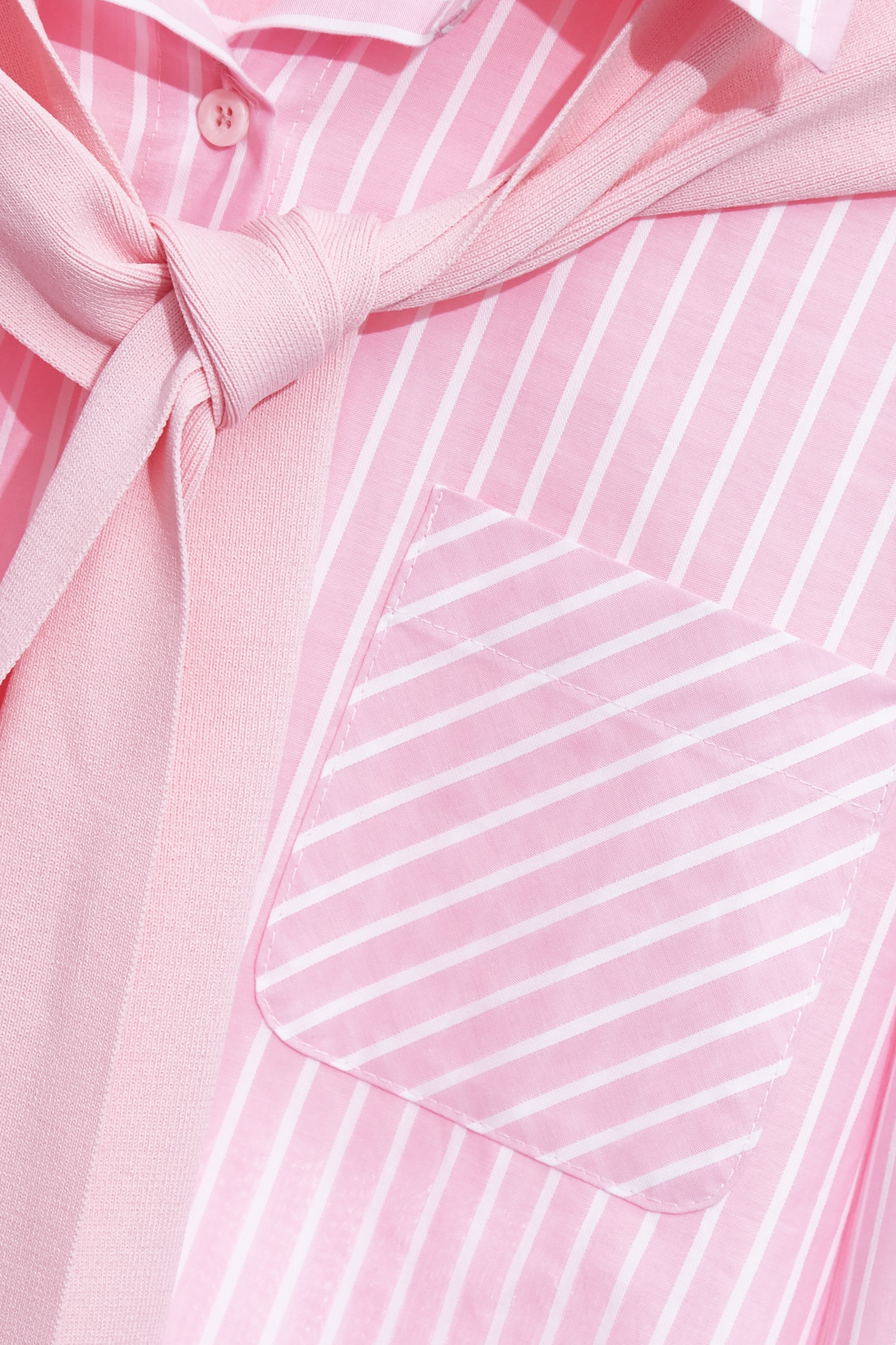 White Pinstripe Pink Blouse With Shawl,Tops,Season (SS) Look,Stripe,Blouses
