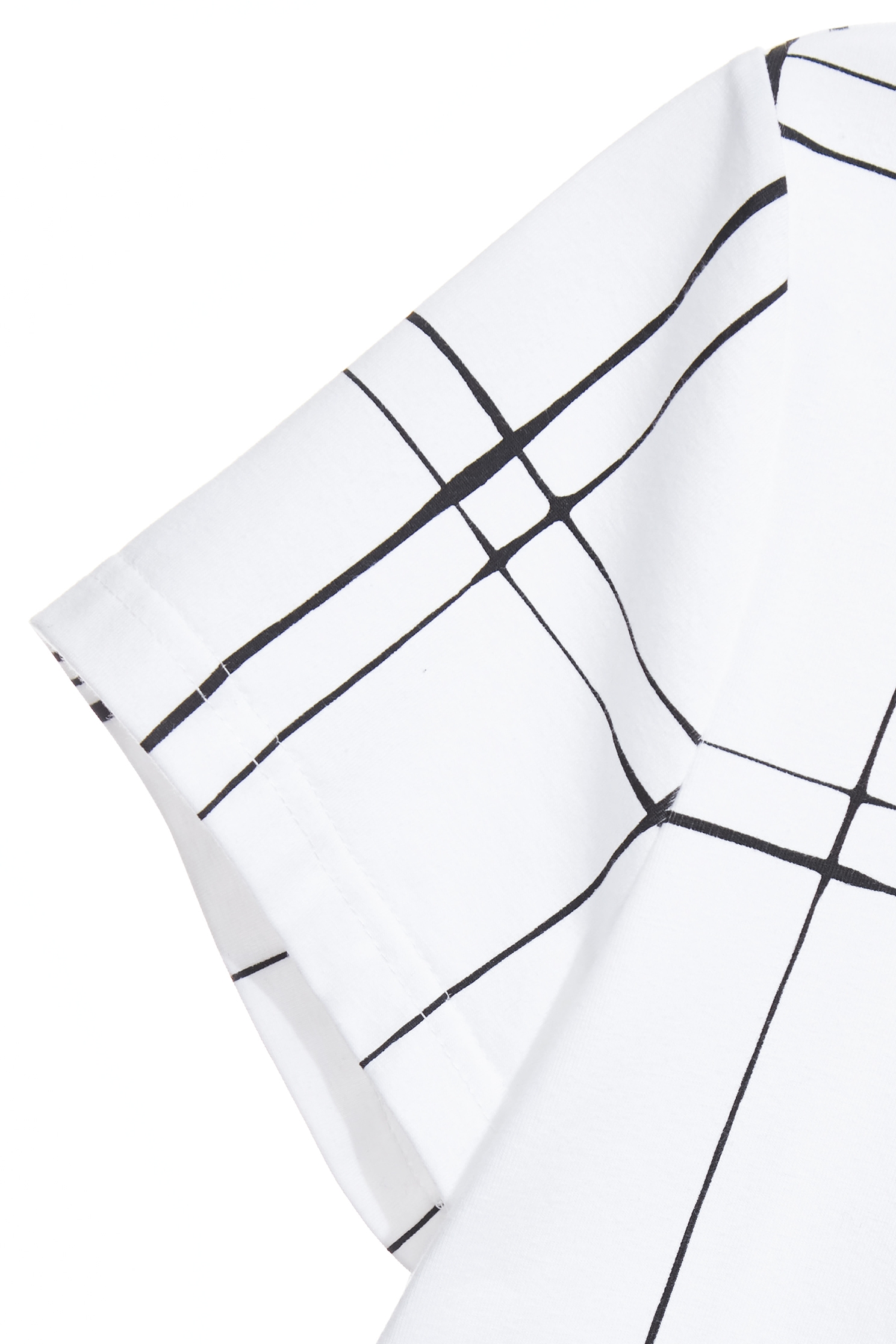 Pearl Detail Checked TeePearl Detail Checked Tee,Tops,Season (SS) Look,Plaid,pearl,White tops,Cotton