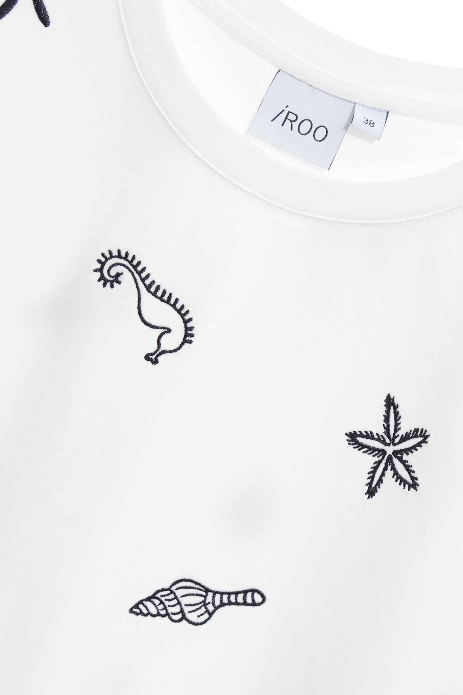 Marine Motifs Embroidery Short Sleeve TeeMarine Motifs Embroidery Short Sleeve Tee,T-shirts,Tops,Embroidered,Season (SS) Look,White tops