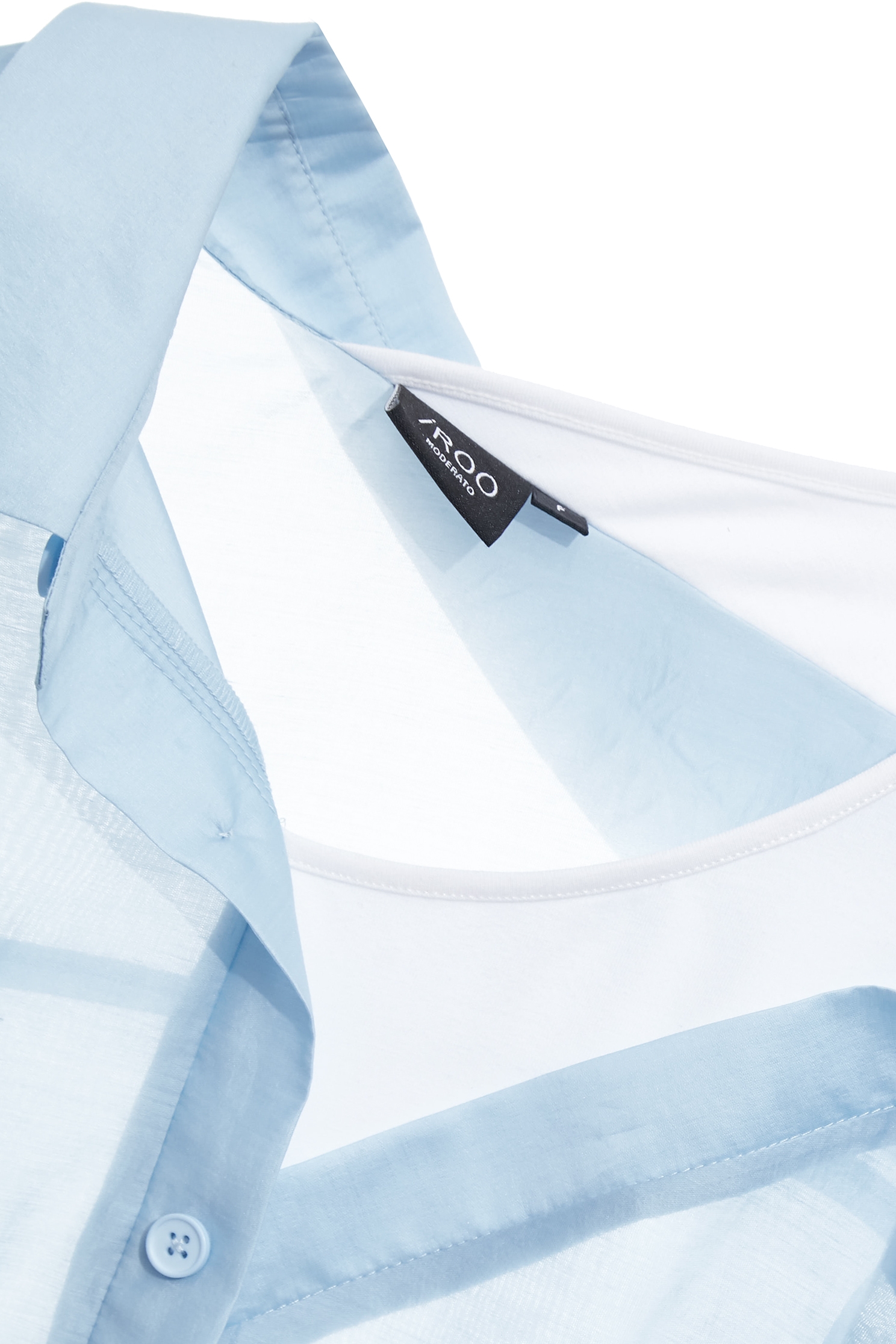 Fake Two Piece Blue Long Sleeve Blouse,Tops,Season (SS) Look,Blouses
