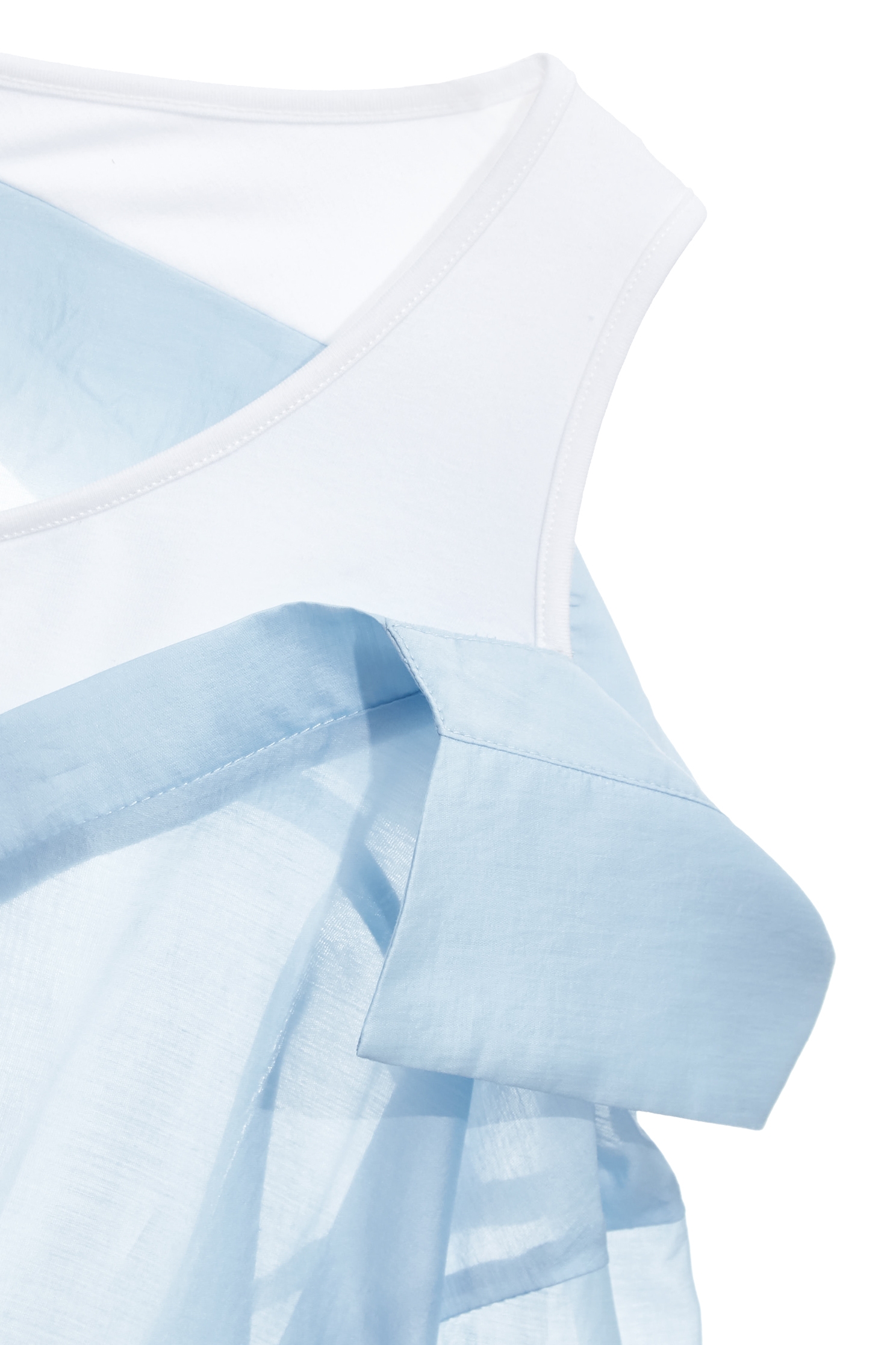 Fake Two Piece Blue Long Sleeve Blouse,Tops,Season (SS) Look,Blouses