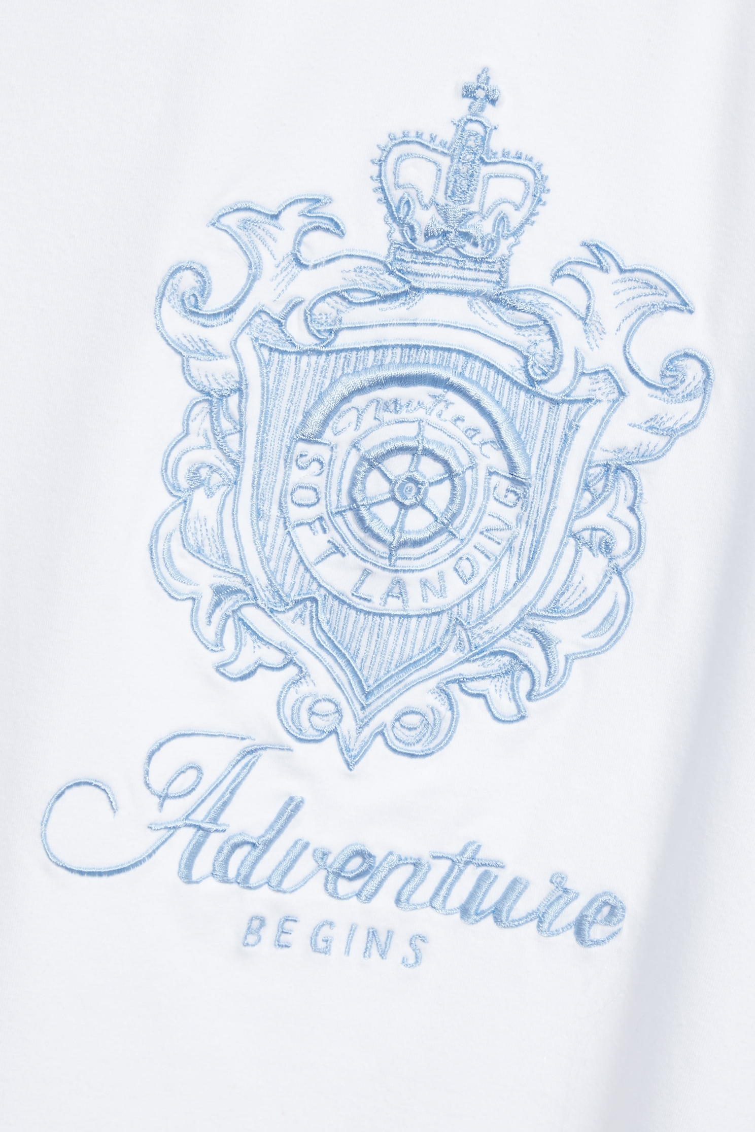 Blue Embroidery Logo Short Sleeve Tee,Tops,Embroidered,Season (SS) Look,White tops