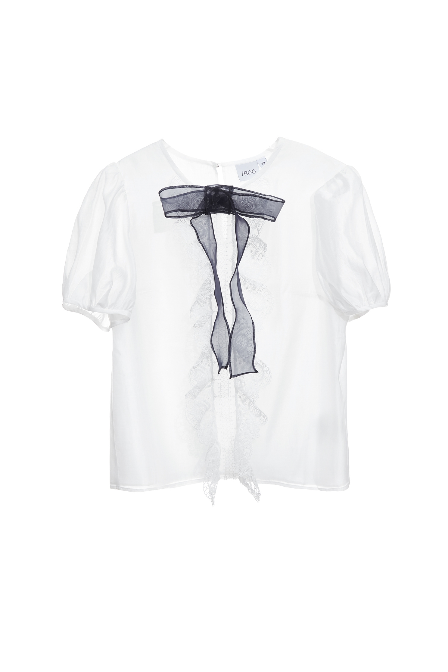 Contrast Bow Short Sleeve TopContrast Bow Short Sleeve Top,Tops,Season (SS) Look,White tops,Lace,bows