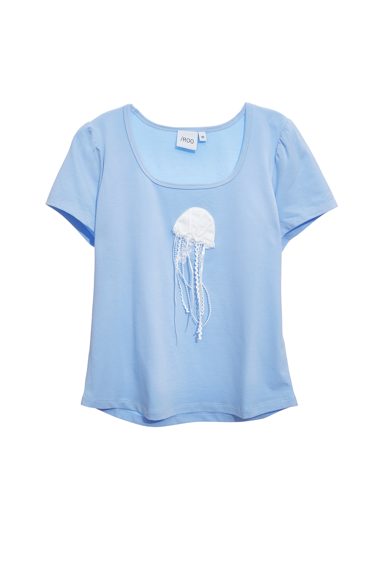 Jellyfish Short Sleeve Blue TeeJellyfish Short Sleeve Blue Tee,Tops,Season (SS) Look,Lace