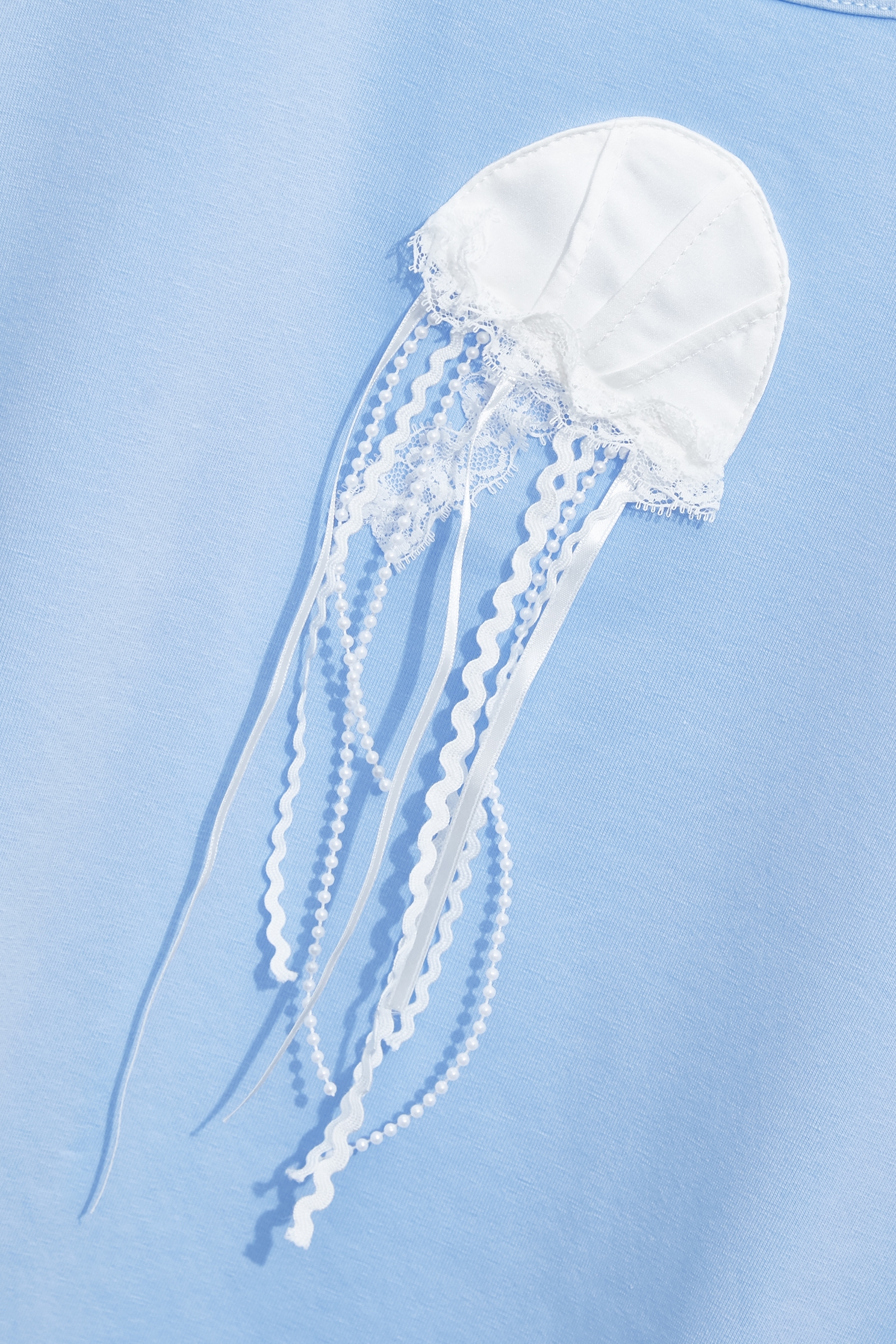 Jellyfish Short Sleeve Blue TeeJellyfish Short Sleeve Blue Tee,Tops,Season (SS) Look,Lace