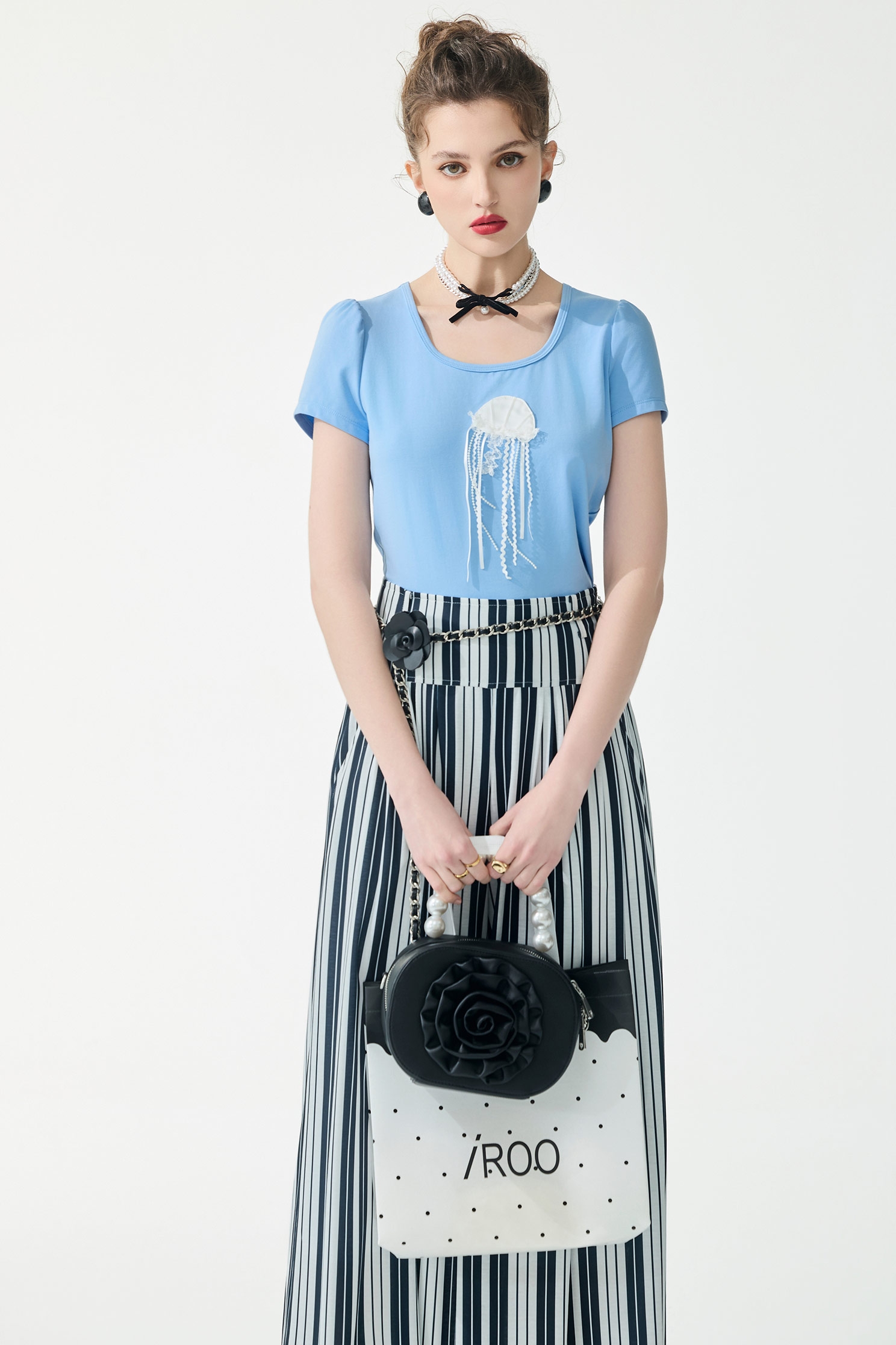 Jellyfish Short Sleeve Blue TeeJellyfish Short Sleeve Blue Tee,Tops,Season (SS) Look,Lace