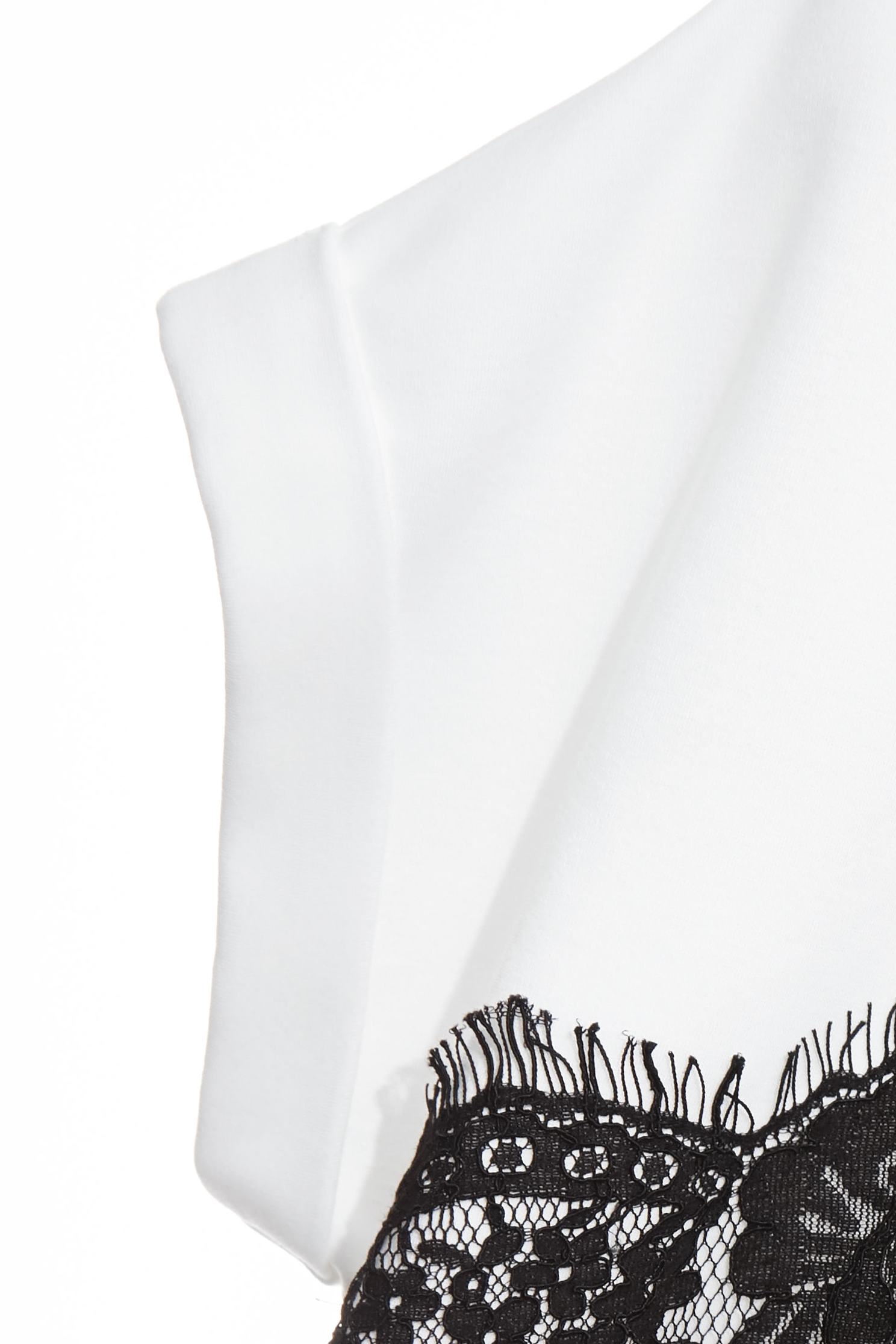 Contrast Lace Detail Fake Two Piece TeeContrast Lace Detail Fake Two Piece Tee,Tops,Season (SS) Look,pearl,White tops,Lace