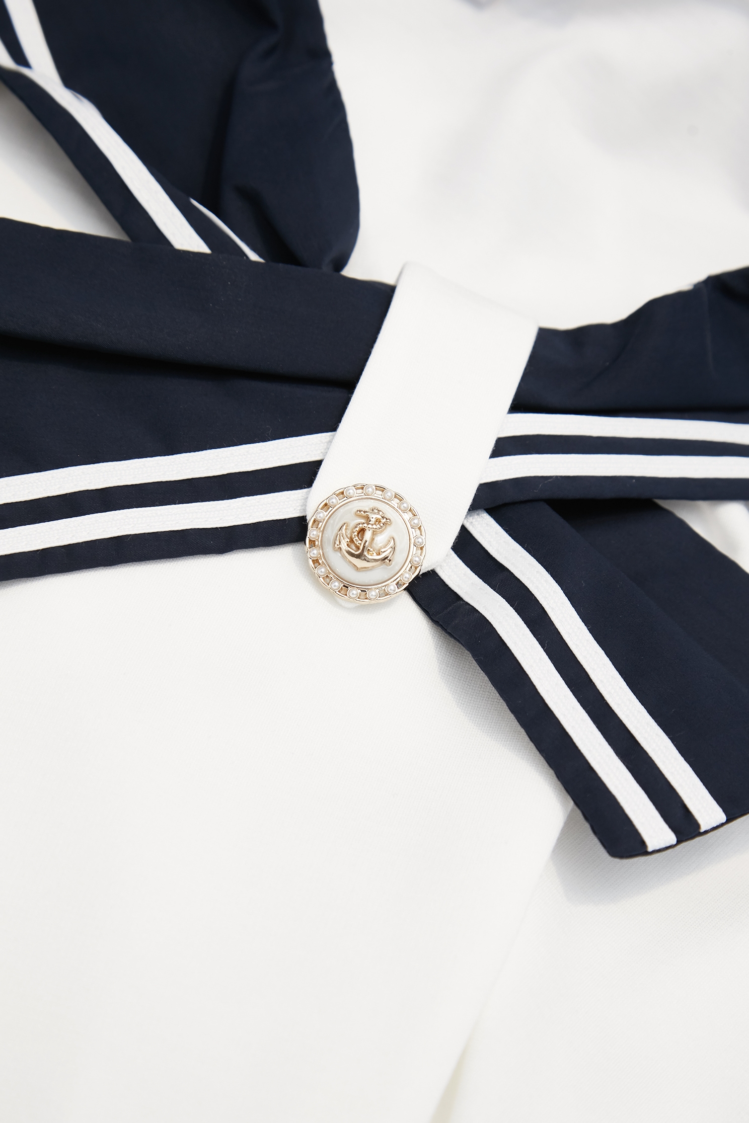 Contrast Navy Collar Short Sleeve TopContrast Navy Collar Short Sleeve Top,Tops,Season (SS) Look,pearl,White tops