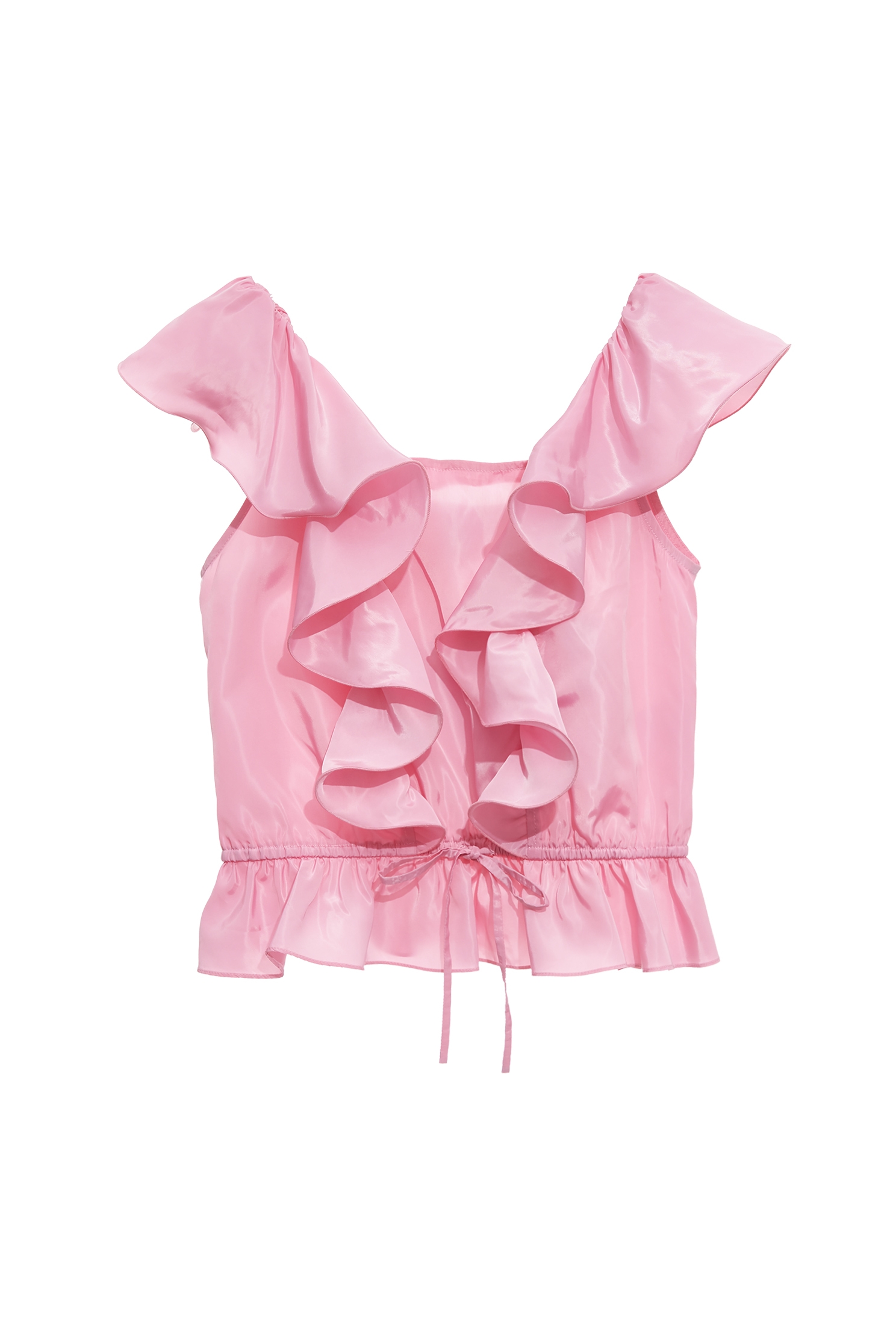 Ruffle Taffeta Pink TopRuffle Taffeta Pink Top,sleeveless tops,Tops,Season (SS) Look,sleeveless tops,bows