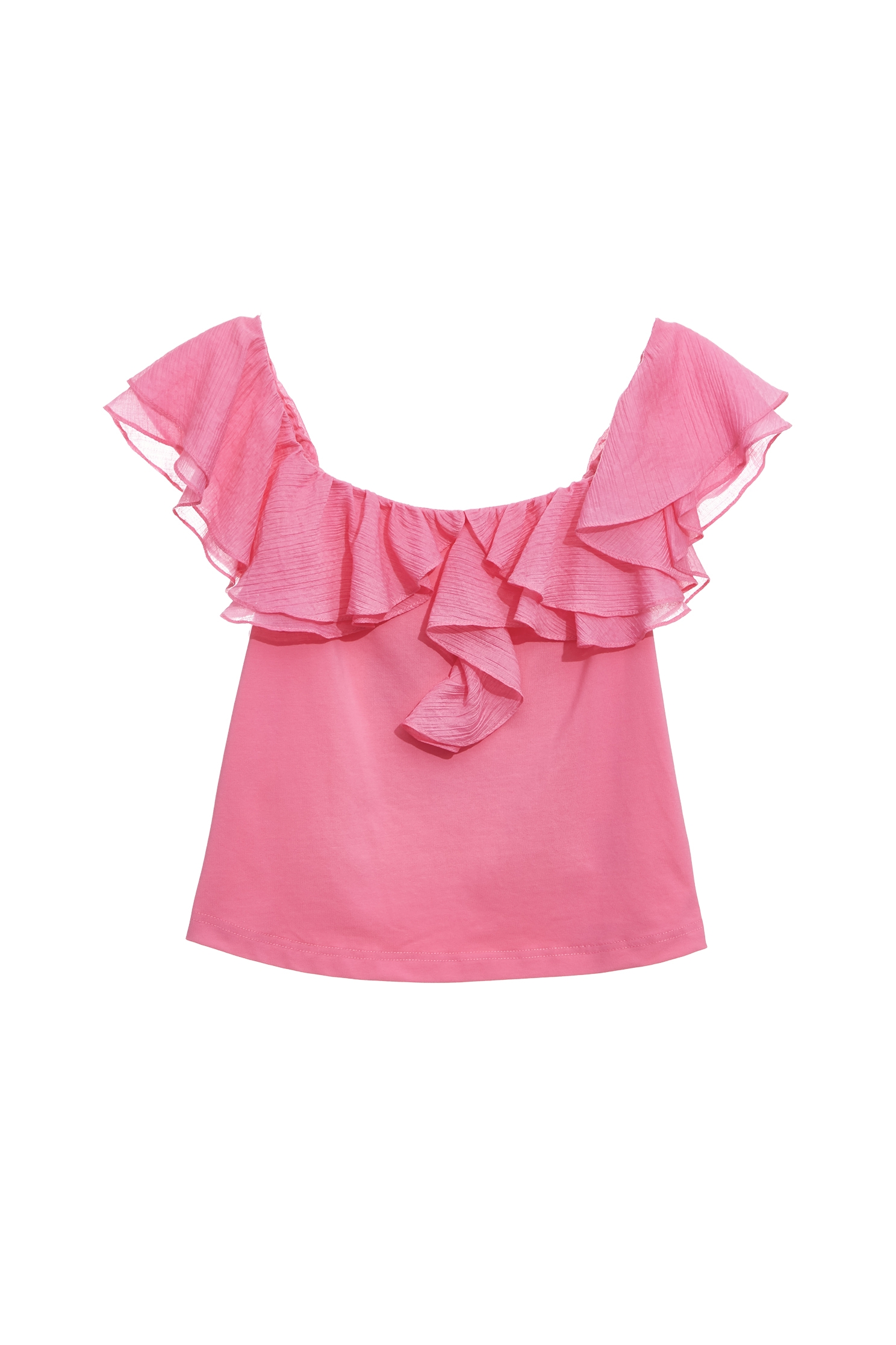 Ruffle Detail Pink TeeRuffle Detail Pink Tee,Tops,Season (SS) Look,Chiffon