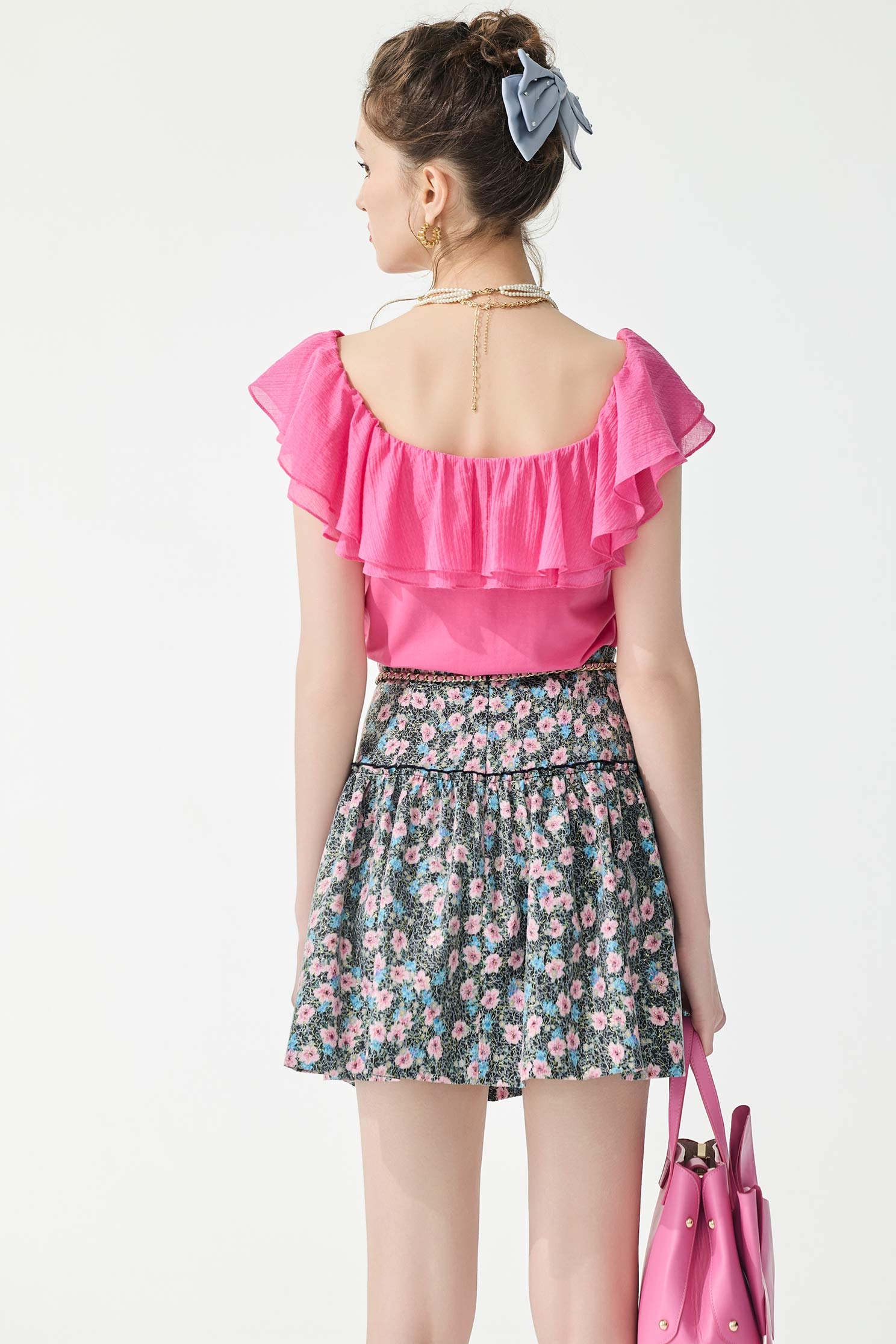 Ruffle Detail Pink TeeRuffle Detail Pink Tee,Tops,Season (SS) Look,Chiffon