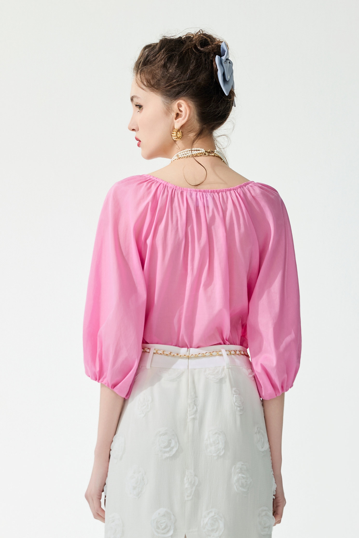Floral Brooch Pink TopFloral Brooch Pink Top,Tops,Season (SS) Look