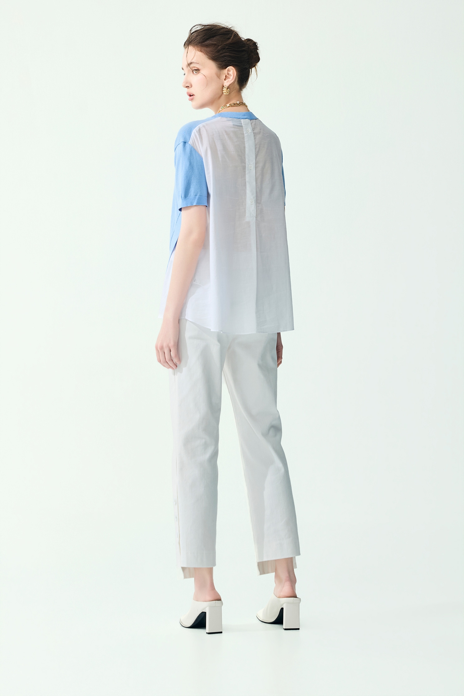 Knit Woven Mix Short Sleeve Top,Tops,Season (SS) Look,Knitted,Knitted tops