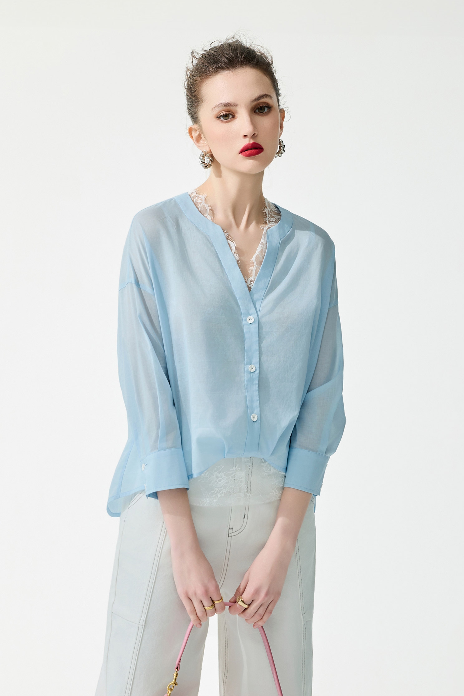 V-neck Lace Detail Blouse,sleeveless tops,Tops,Season (SS) Look,sleeveless tops,Lace