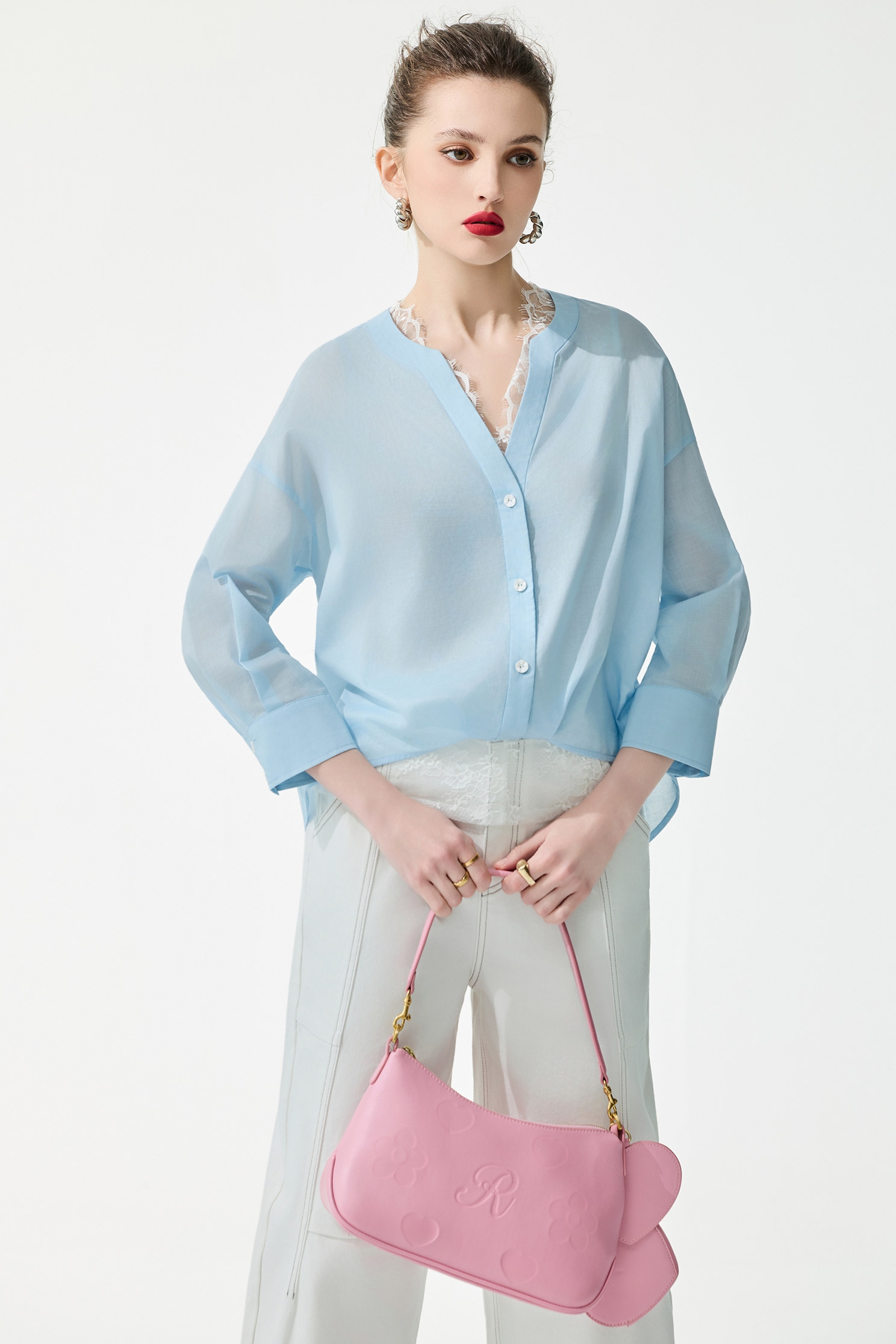 V-neck Lace Detail Blouse,sleeveless tops,Tops,Season (SS) Look,sleeveless tops,Lace