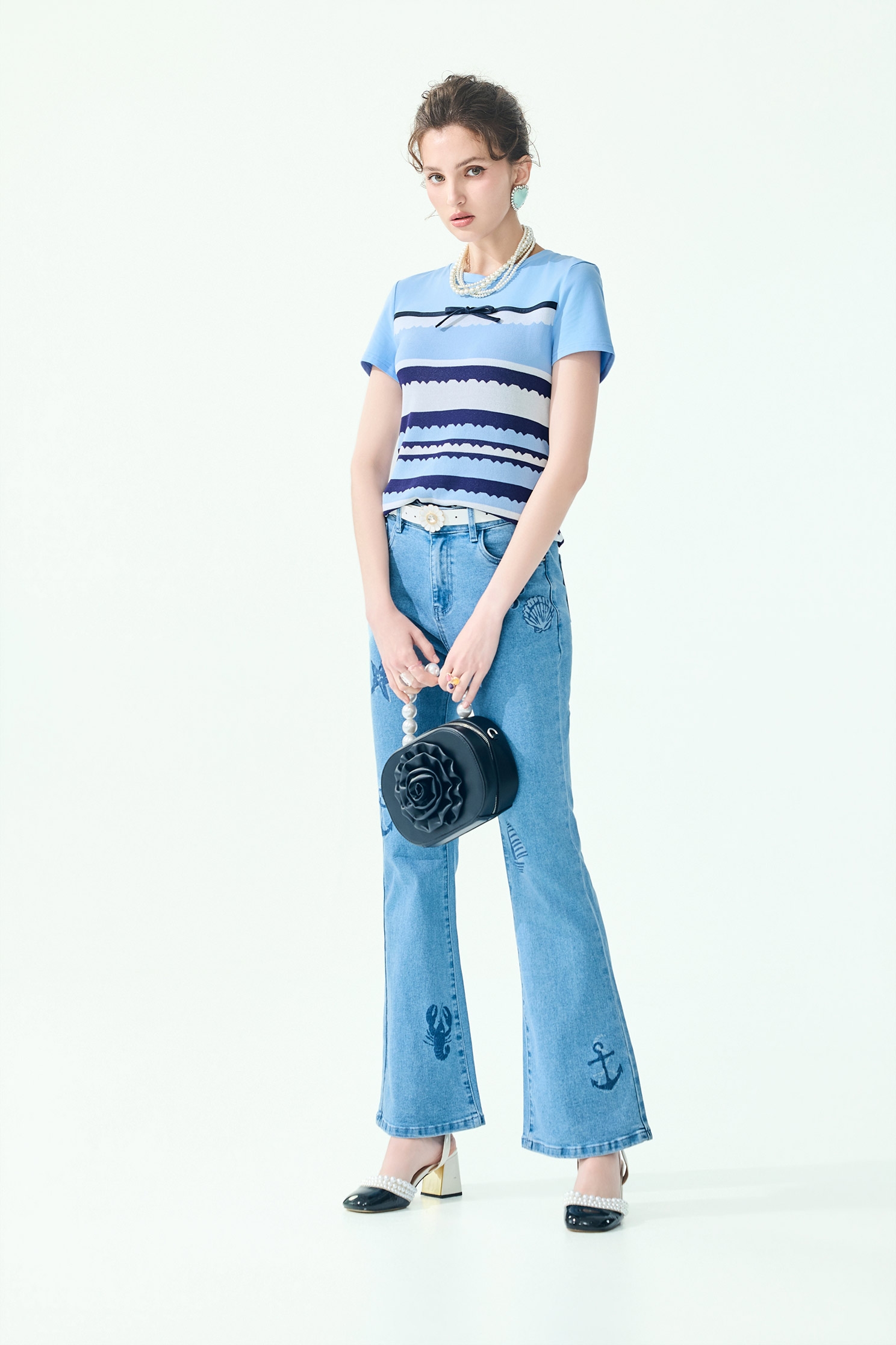Knit and Tshirt Mix Colour Block TopKnit and Tshirt Mix Colour Block Top,Tops,Season (SS) Look,Stripe,Knitted,Knitted tops