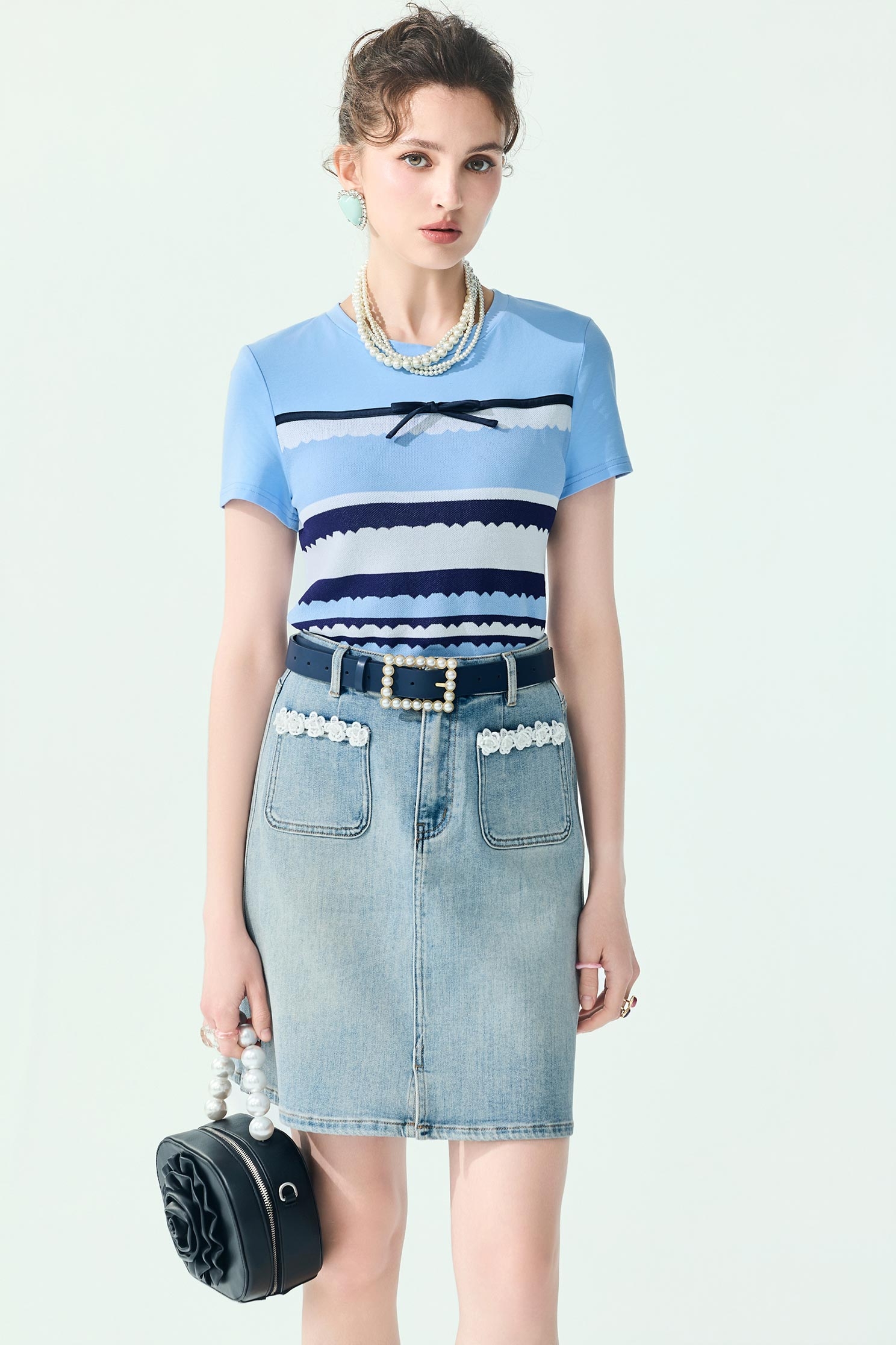 Knit and Tshirt Mix Colour Block TopKnit and Tshirt Mix Colour Block Top,Tops,Season (SS) Look,Stripe,Knitted,Knitted tops