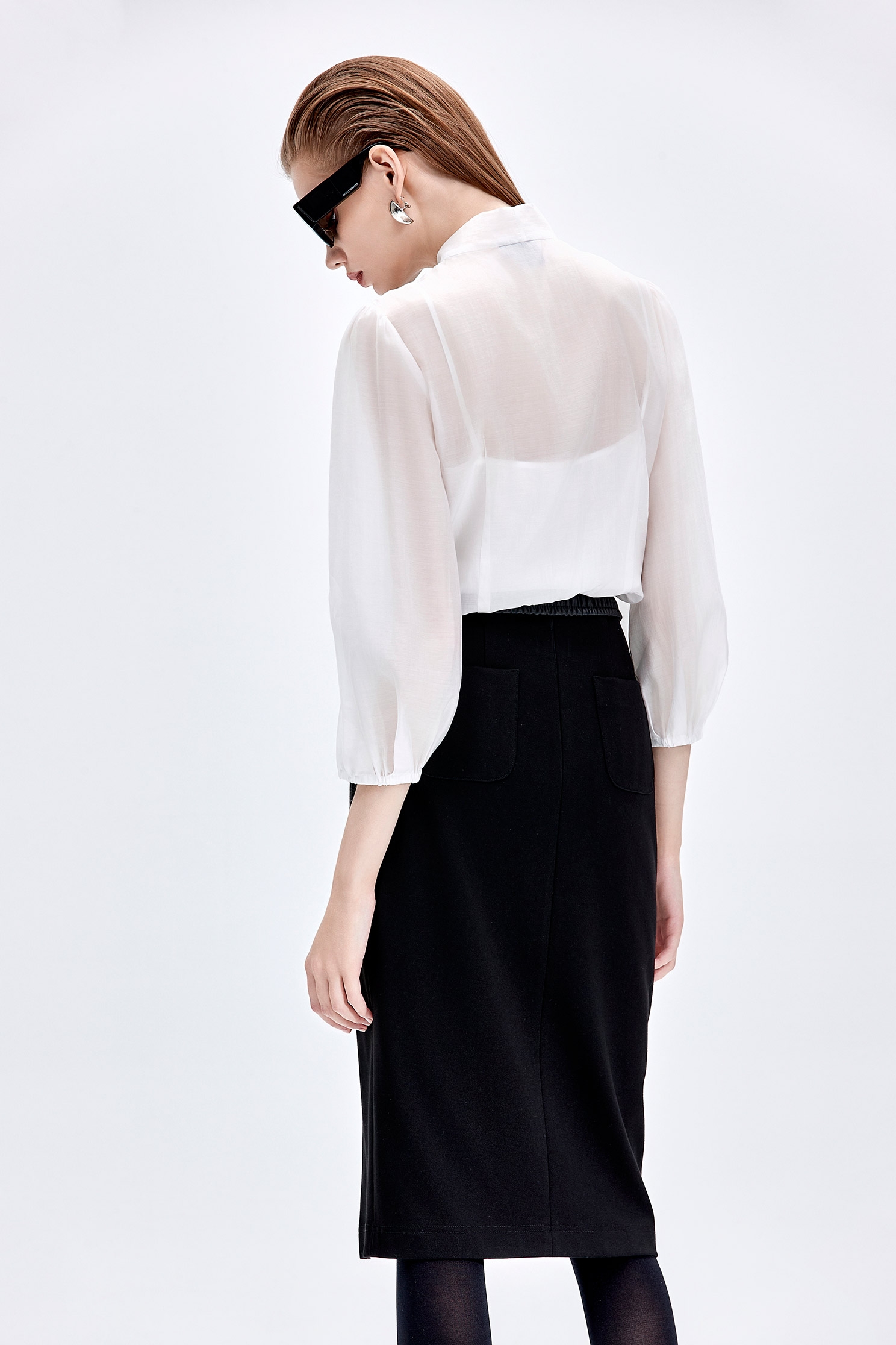 Contrast Floral Lace Bow Collar BlouseContrast Floral Lace Bow Collar Blouse,Tops,Season (AW) Look,Lace