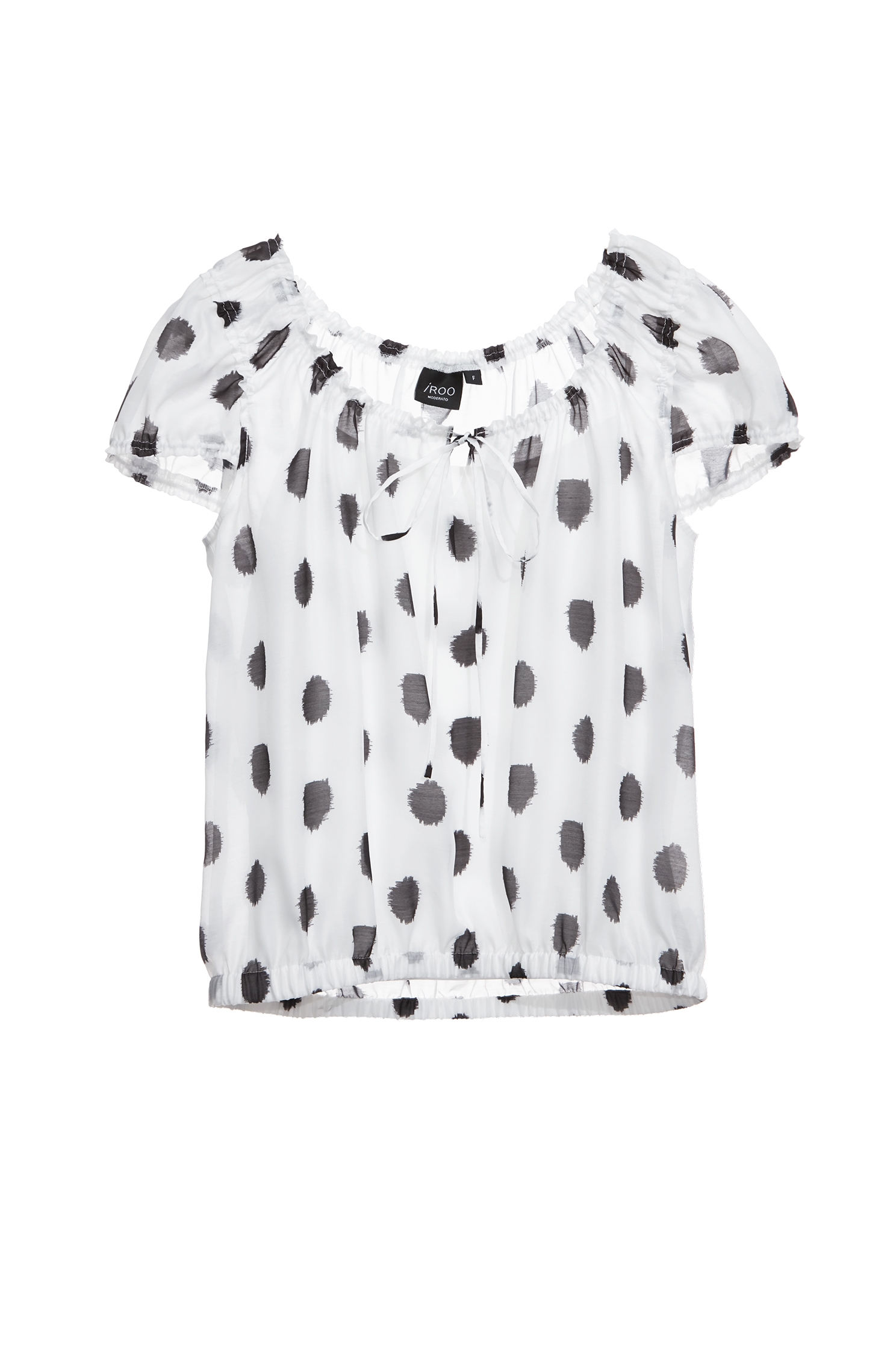 Smudge Polka Dot Print Short Sleeve TopSmudge Polka Dot Print Short Sleeve Top,Tops,Under shirts,Season (SS) Look,dotcollection,Back To Classic,bows,Back To B/W