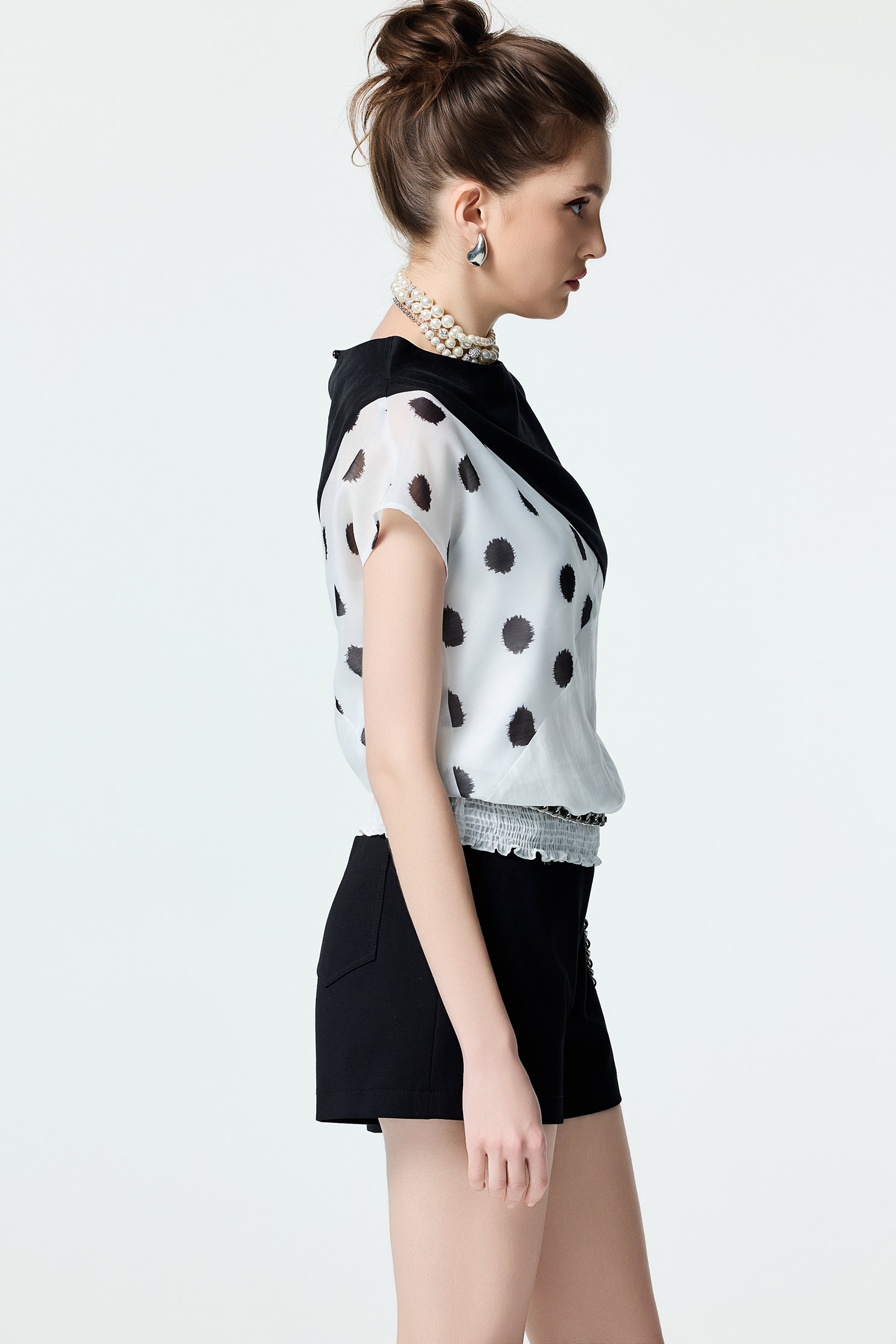 Patchwork Polka Dot TopPatchwork Polka Dot Top,Tops,Season (SS) Look,dotcollection,Back To Classic,Back To B/W,black tops