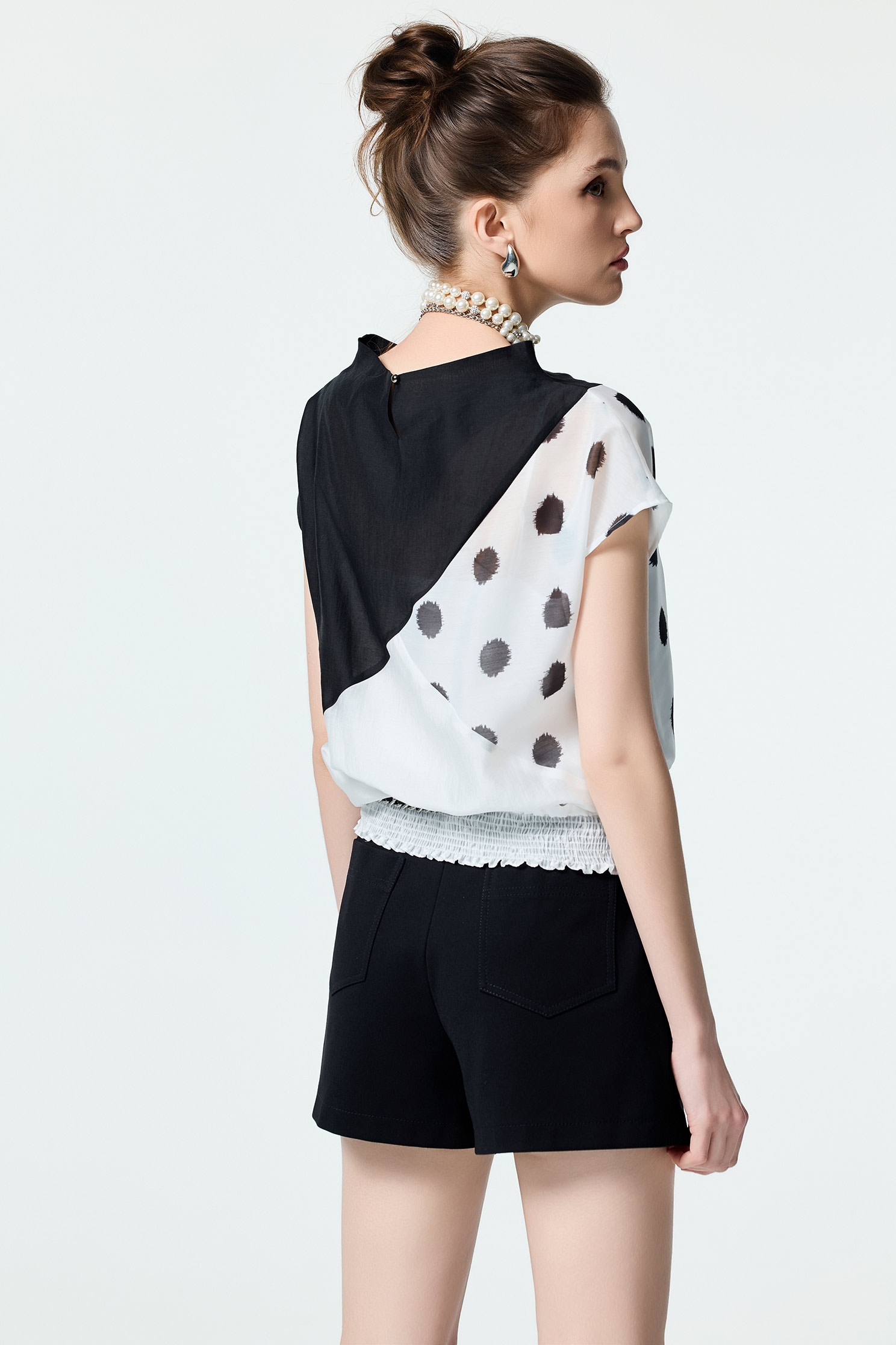 Patchwork Polka Dot TopPatchwork Polka Dot Top,Tops,Season (SS) Look,dotcollection,Back To Classic,Back To B/W,black tops