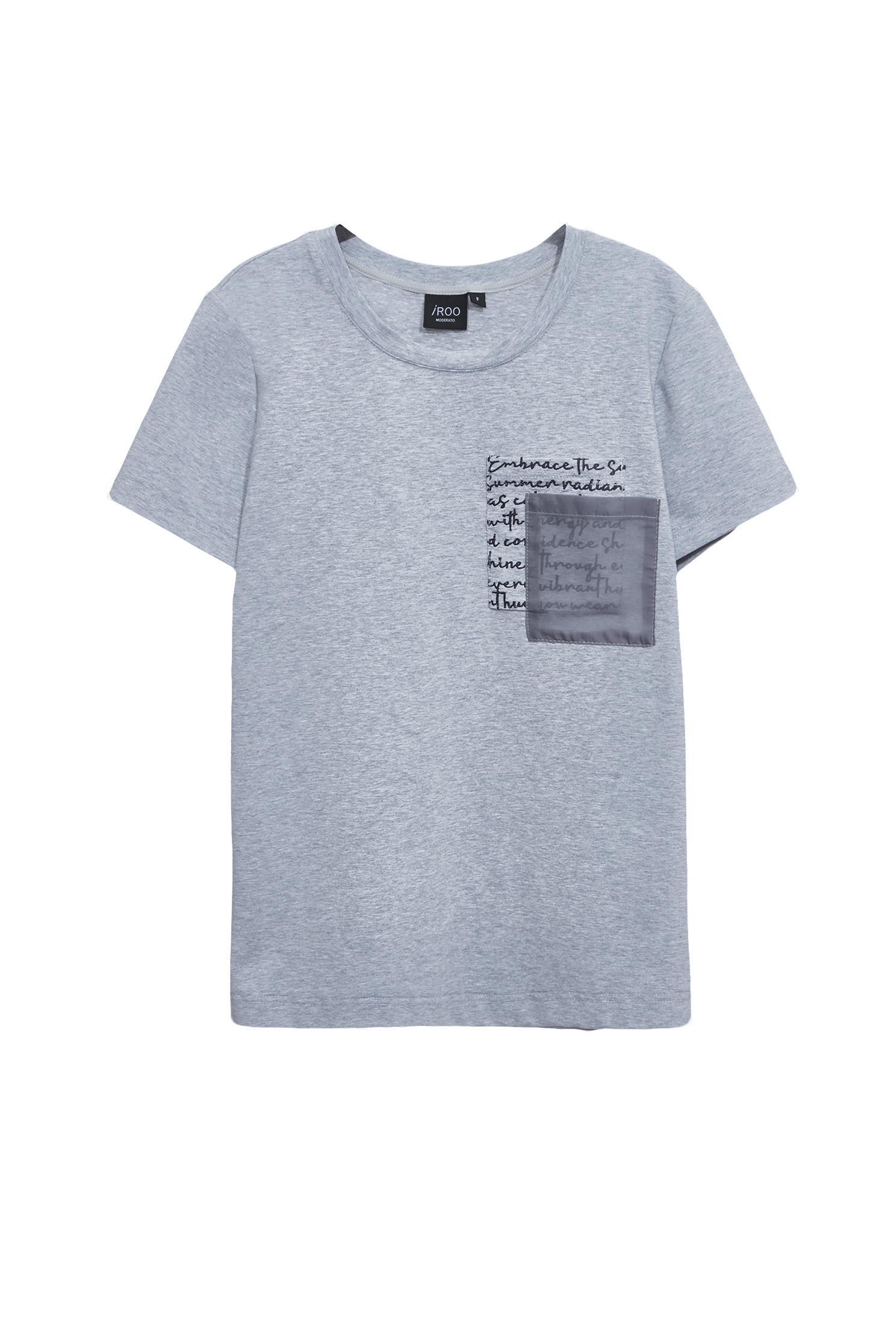 Double Pockets Short Sleeve Grey TeeDouble Pockets Short Sleeve Grey Tee,T-shirts,Tops,Season (SS) Look,Embroidered,Knitted